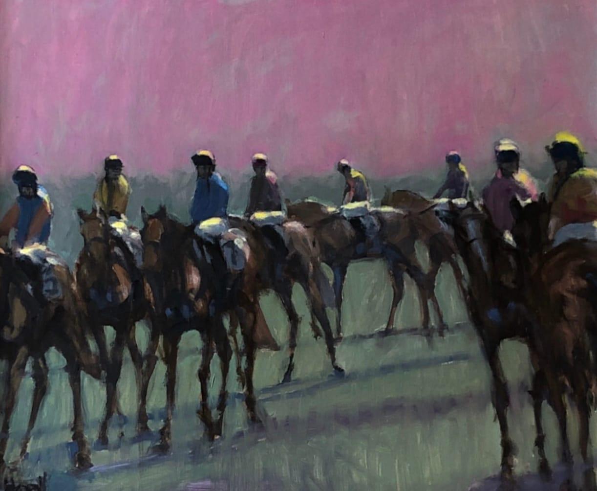 Peter howell Animal Painting - Horses at the Start II