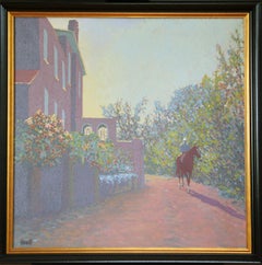Peter Howell, Single Horse Walking by House, Oil on Canvas 