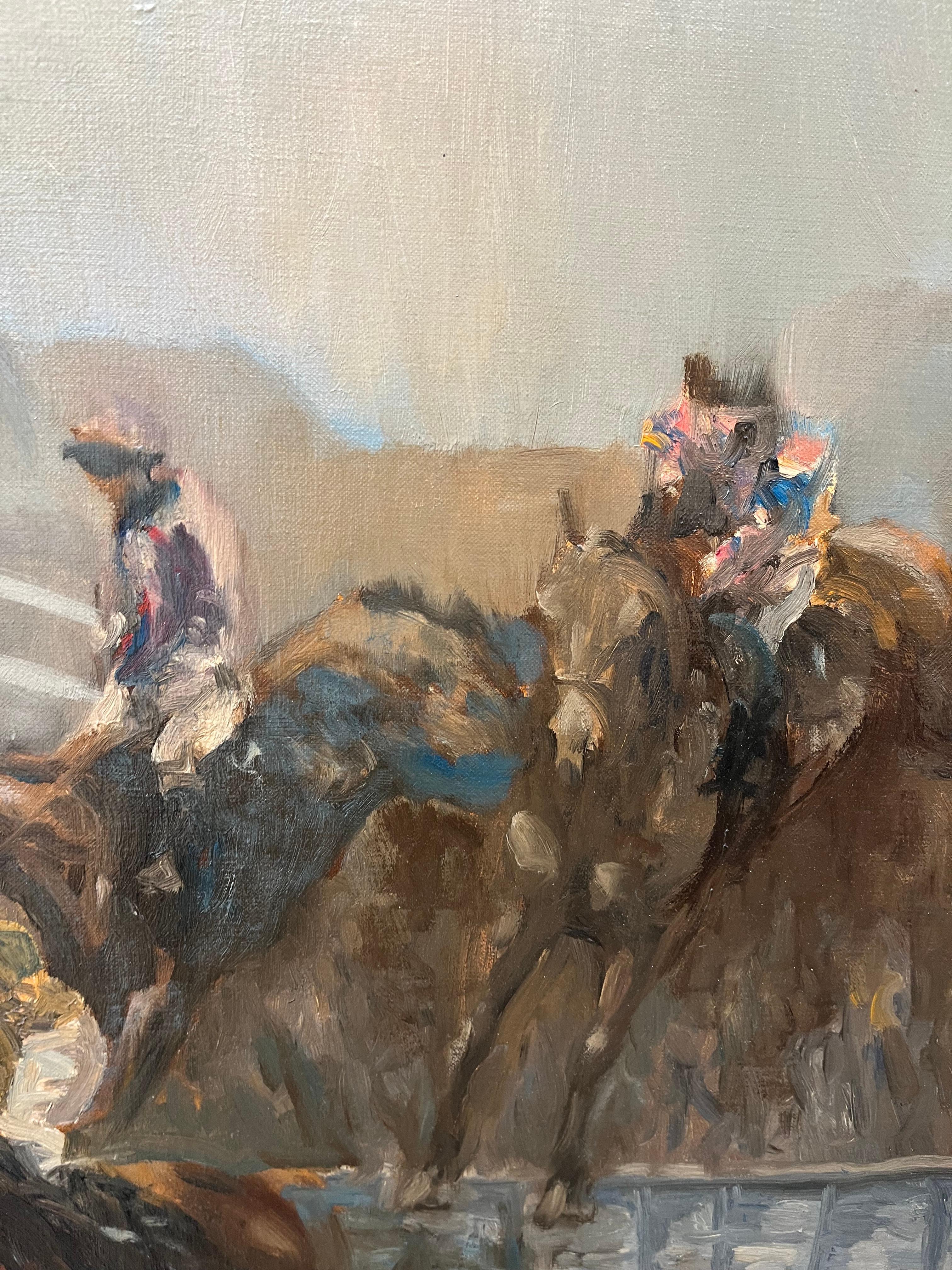Steeplechase - Brown Animal Painting by Peter howell