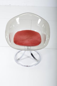 Peter Hoyte Acrylic Tulip Chair on Chrome Base