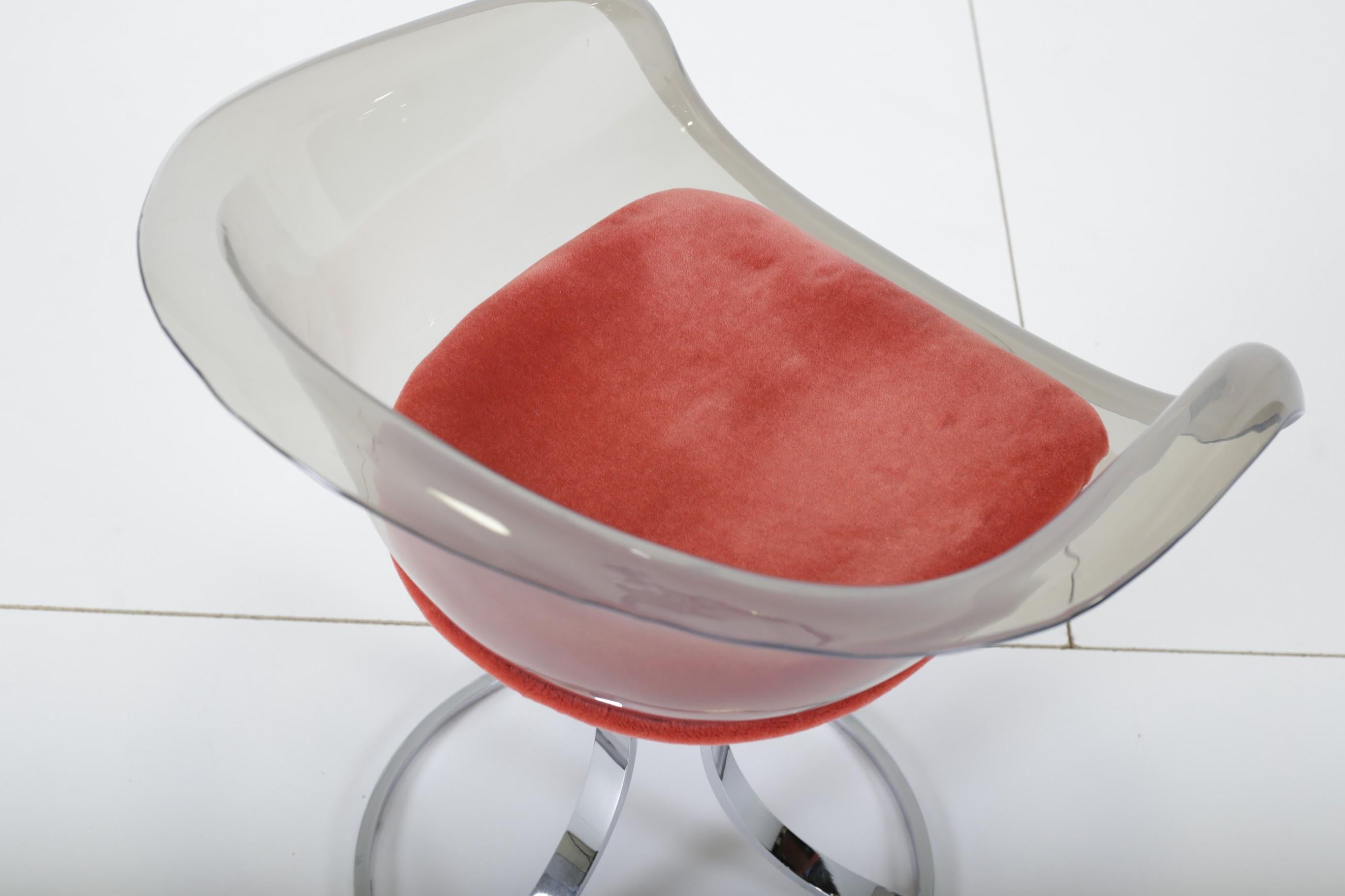 Mid-Century Modern Peter Hoyte Acrylic Tulip Chair on Chrome Base