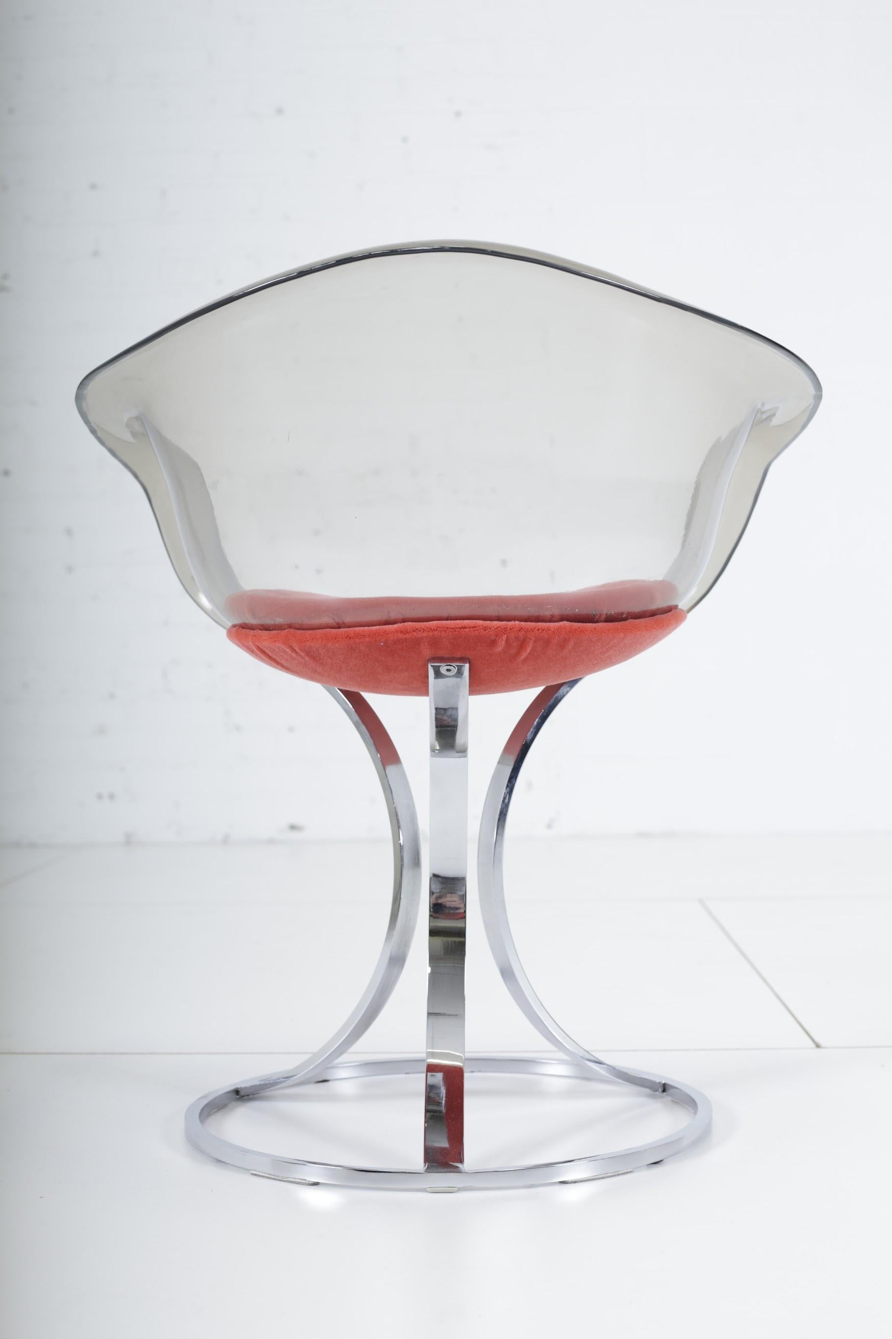 British Peter Hoyte Acrylic Tulip Chair on Chrome Base