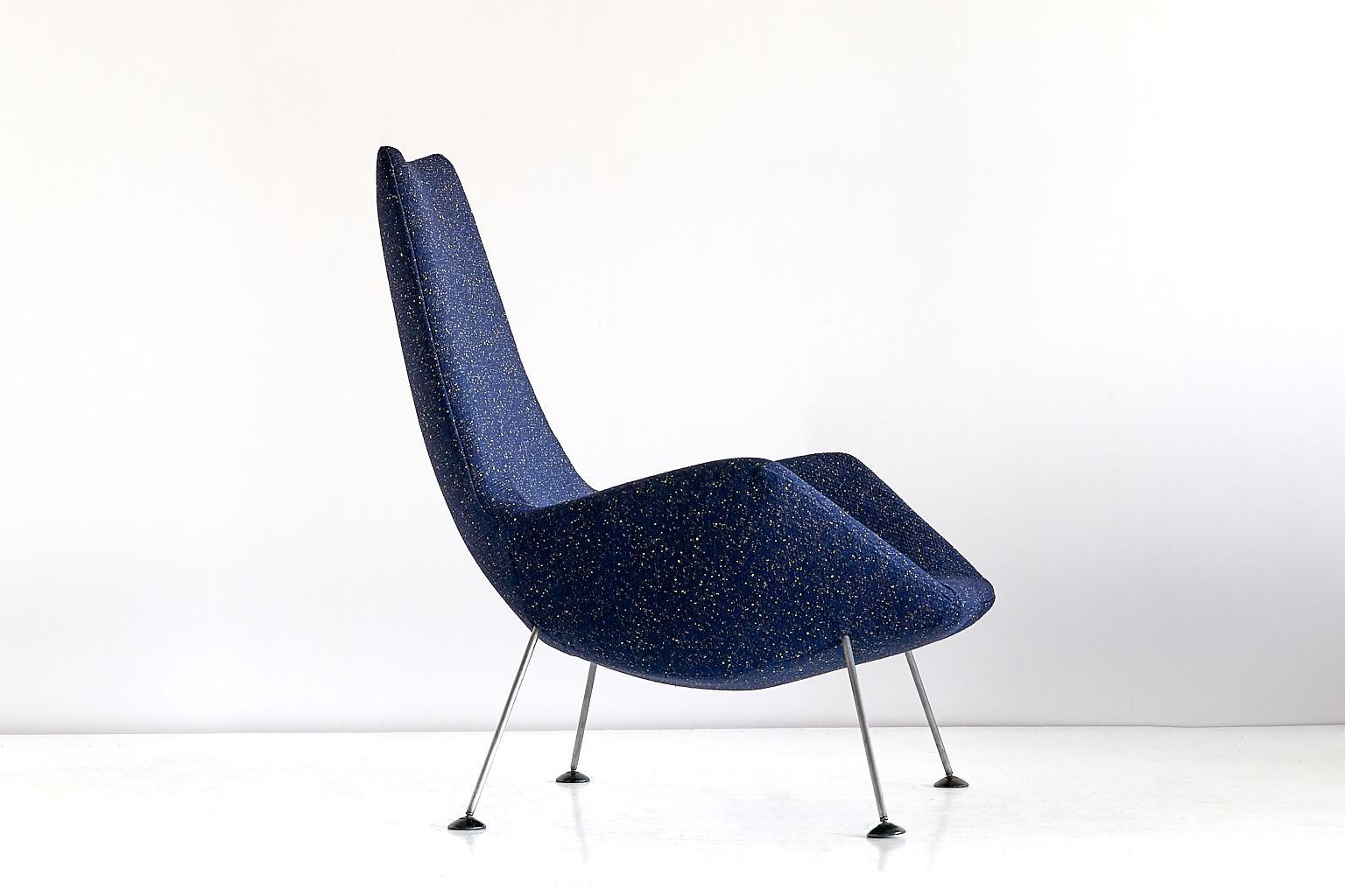 blue boucle chair