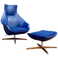 Peter Hoyte Midcentury Lounge Chair with Footstool, 1960s