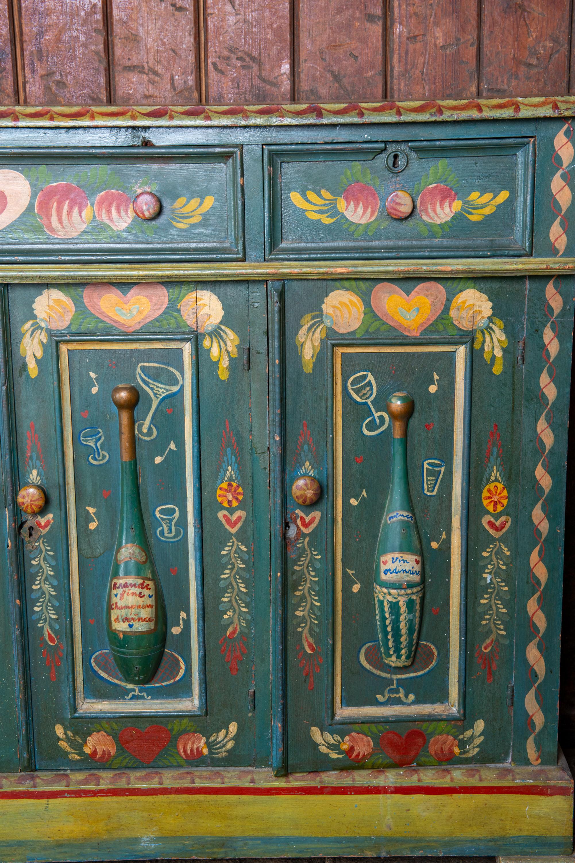 Mid-20th Century Peter Hunt Hand-Painted and Decorated Bar Cabinet For Sale