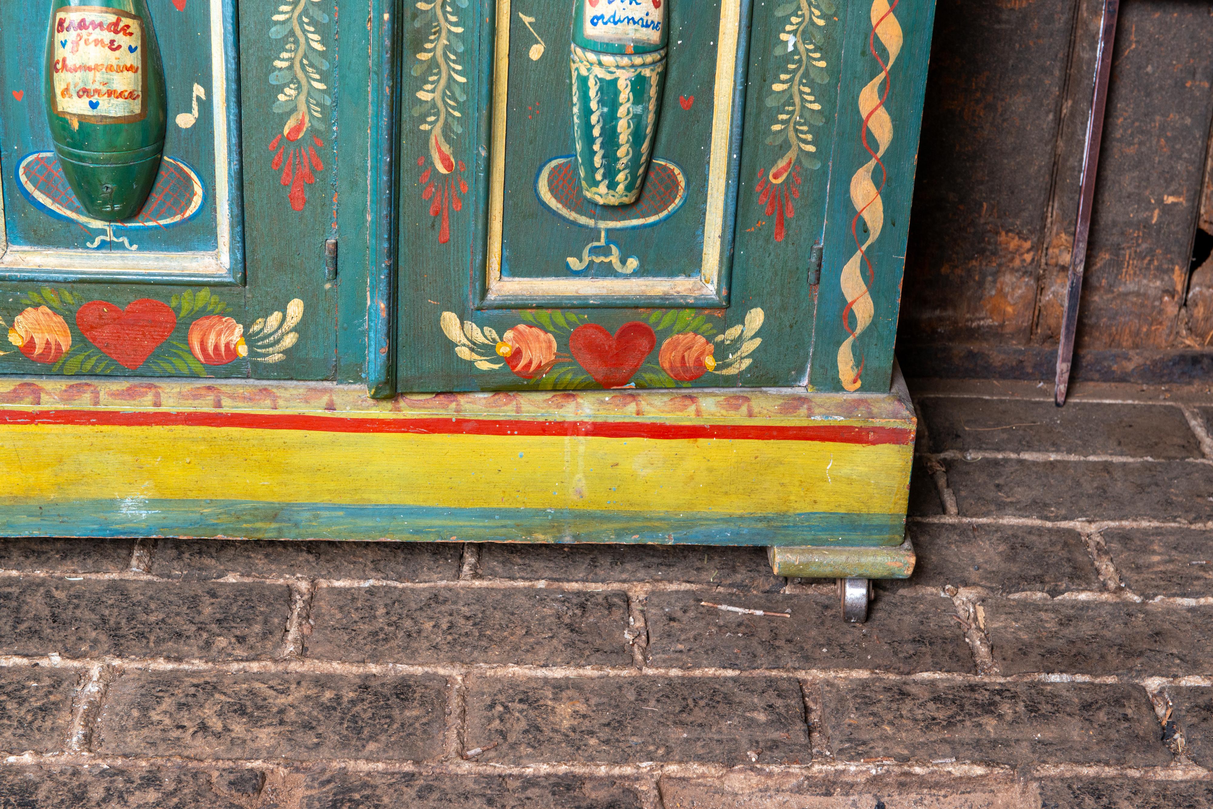 Wood Peter Hunt Hand-Painted and Decorated Bar Cabinet For Sale