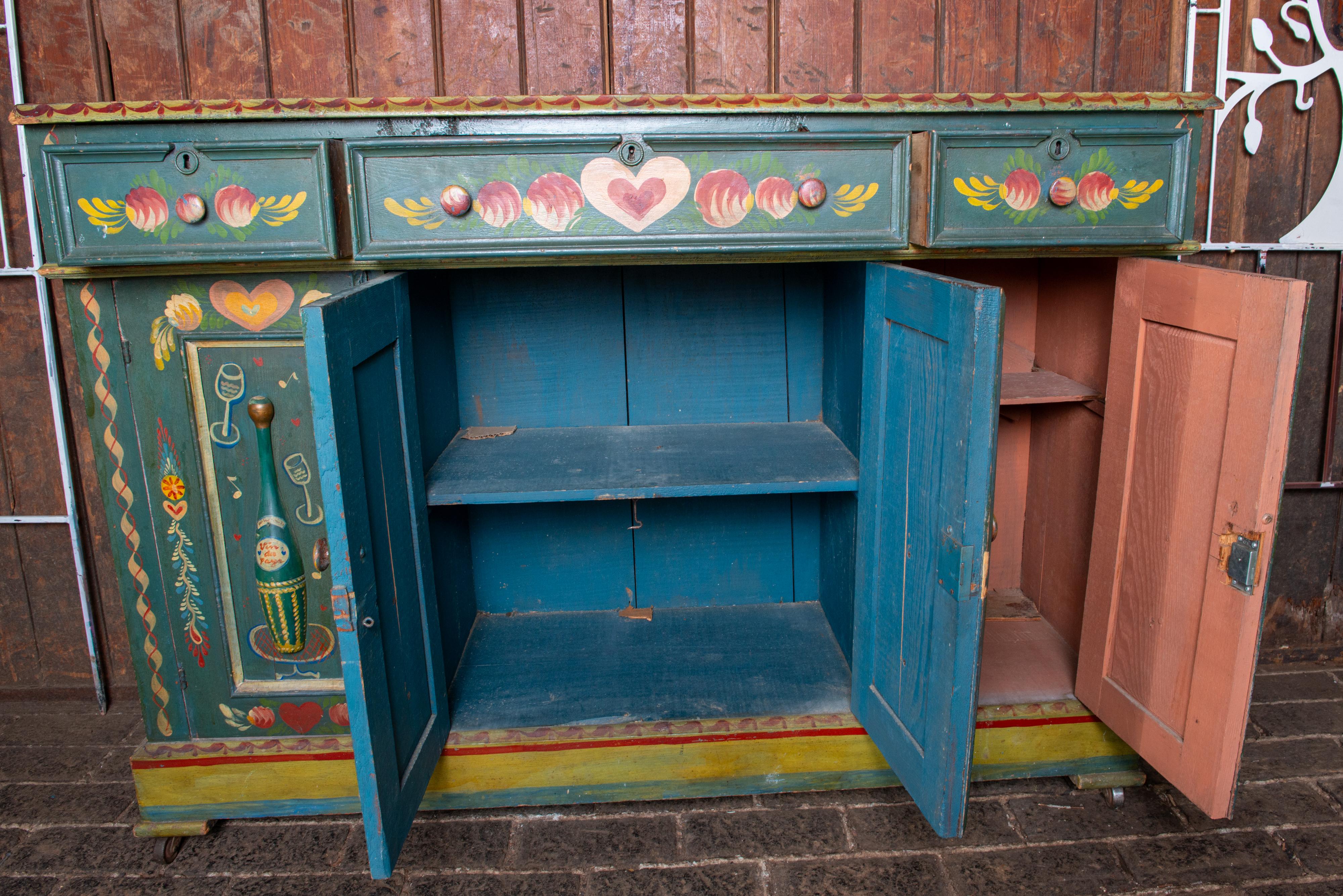 Peter Hunt Hand-Painted and Decorated Bar Cabinet For Sale 2
