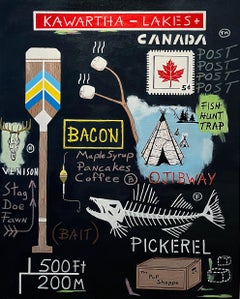 Kawarthas, Canadiana cottage life, postmodern juxtaposition, acrylic on canvas
