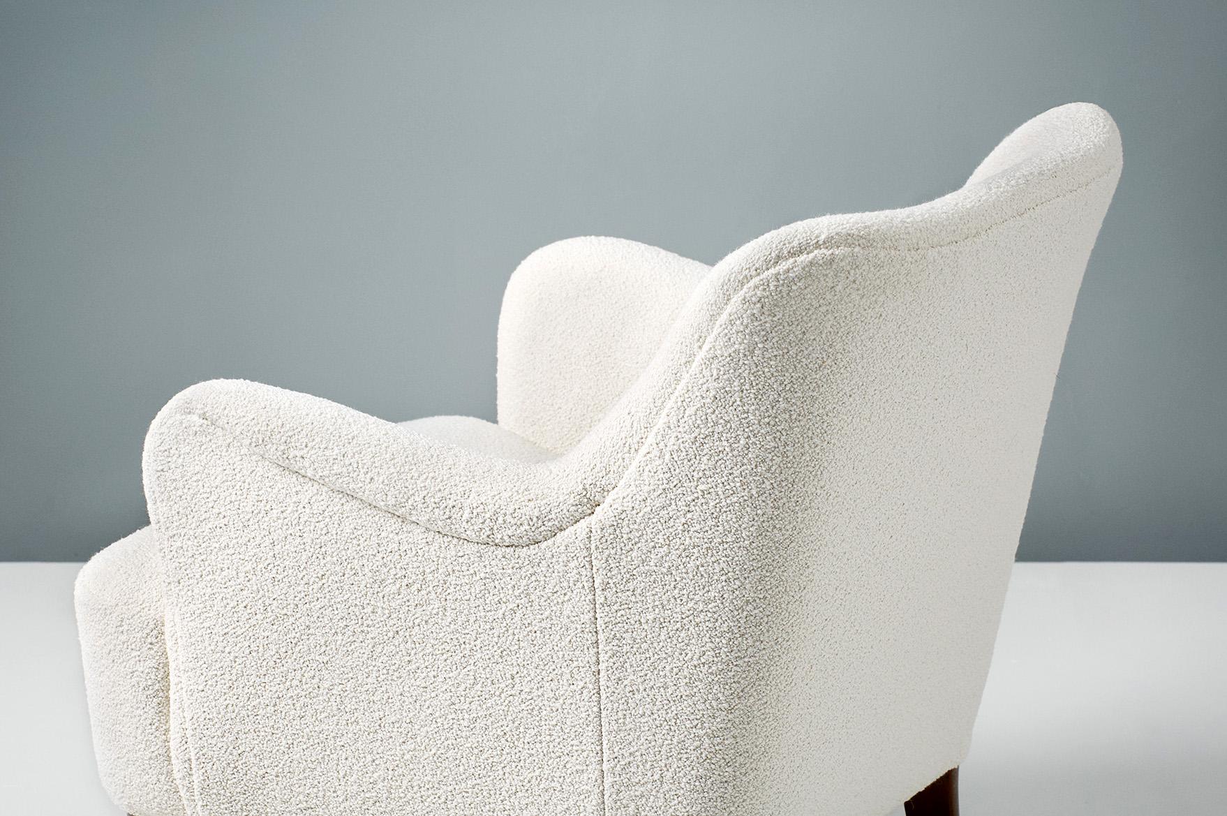 Peter Hvidt 1940s Boucle Armchair for Fritz Hansen In Excellent Condition In London, England