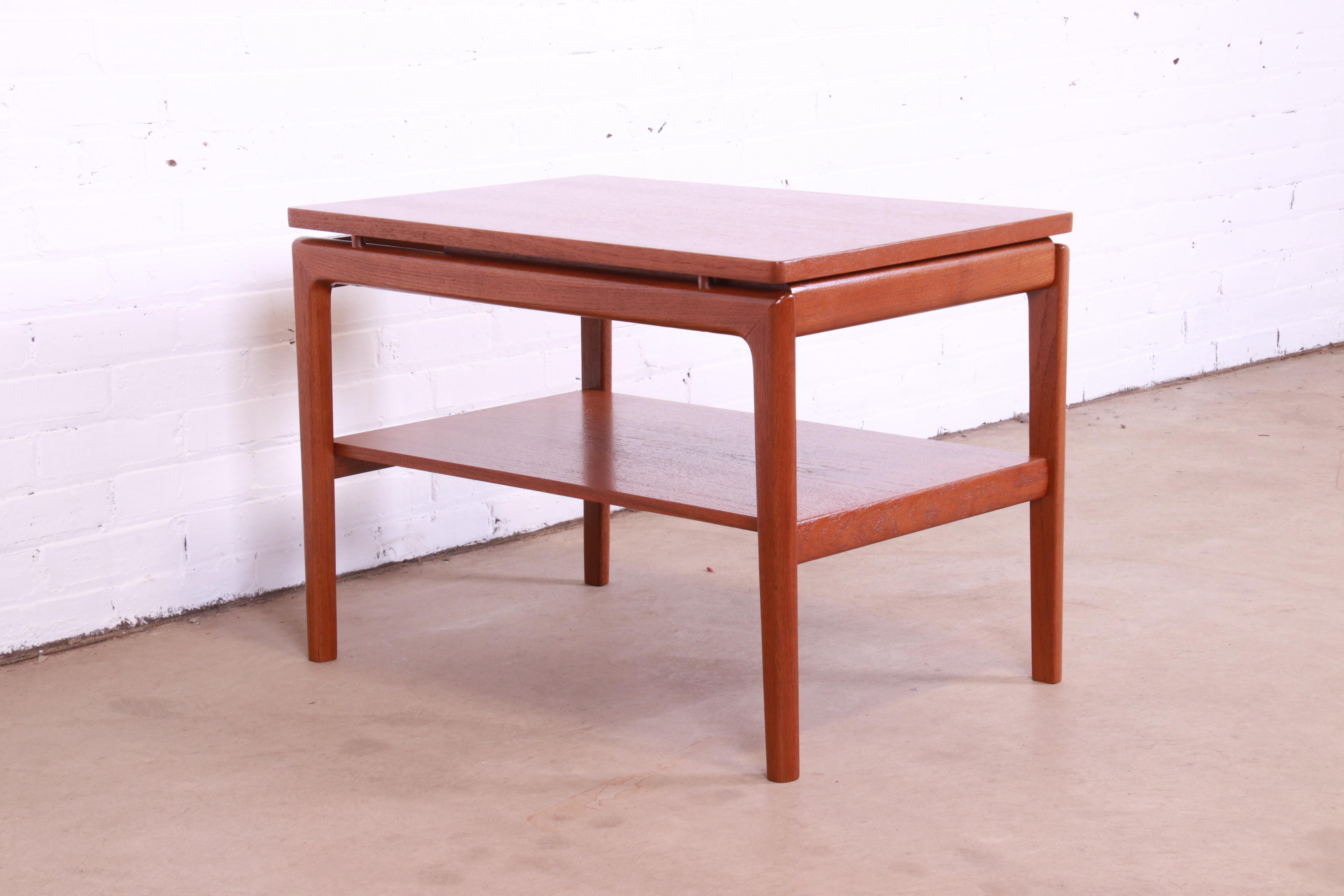 Brass Peter Hvidt and Orla Mølgaard-Nielsen Attributed Danish Modern Teak Side Table For Sale