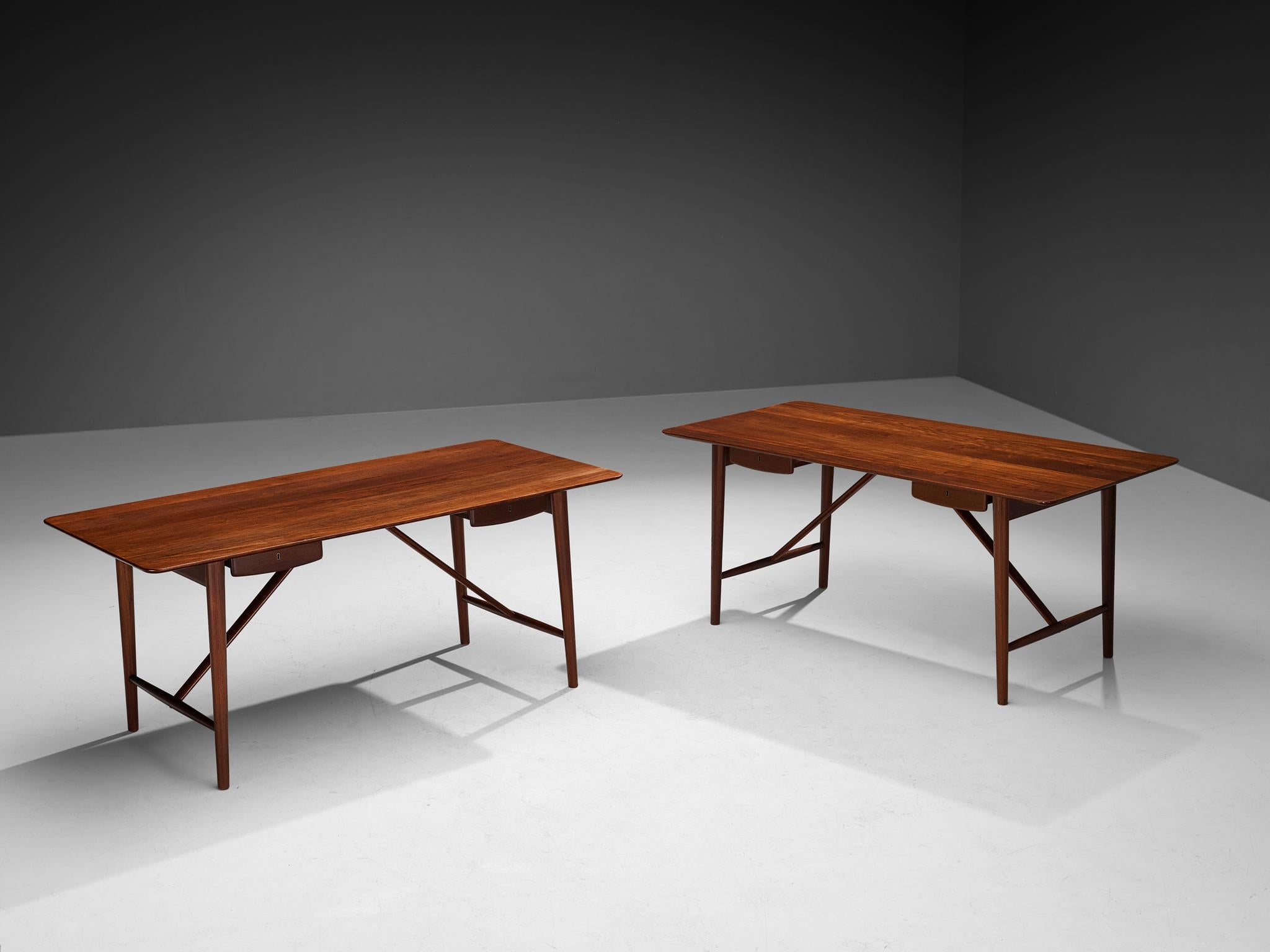 Peter Hvidt and Orla Mølgaard-Nielsen, desks model 310, solid teak, Denmark, 1950s.

Stunning desk designed by Peter Hvidt and Orla Mølgaard-Nielsen. It truly holds the quintessential essence of Danish design with its understated and clear