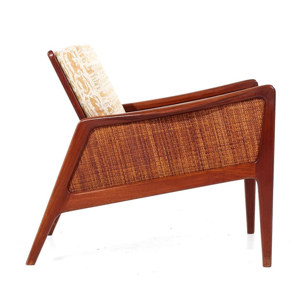 Peter Hvidt and Orla Mølgaard Nielsen MCM Teak and Rattan Lounge Chairs - Pair For Sale 3
