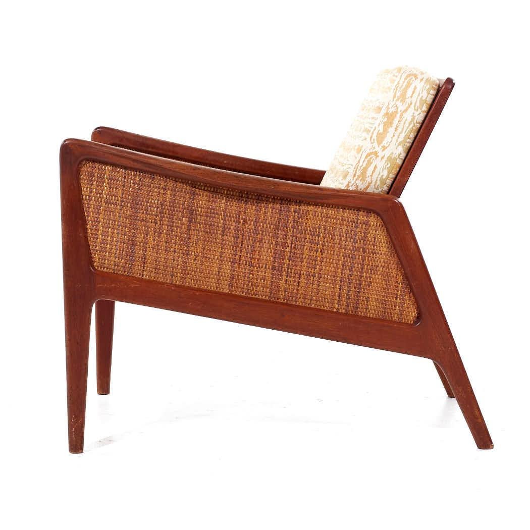 Peter Hvidt and Orla Mølgaard Nielsen MCM Teak and Rattan Lounge Chairs - Pair For Sale 4