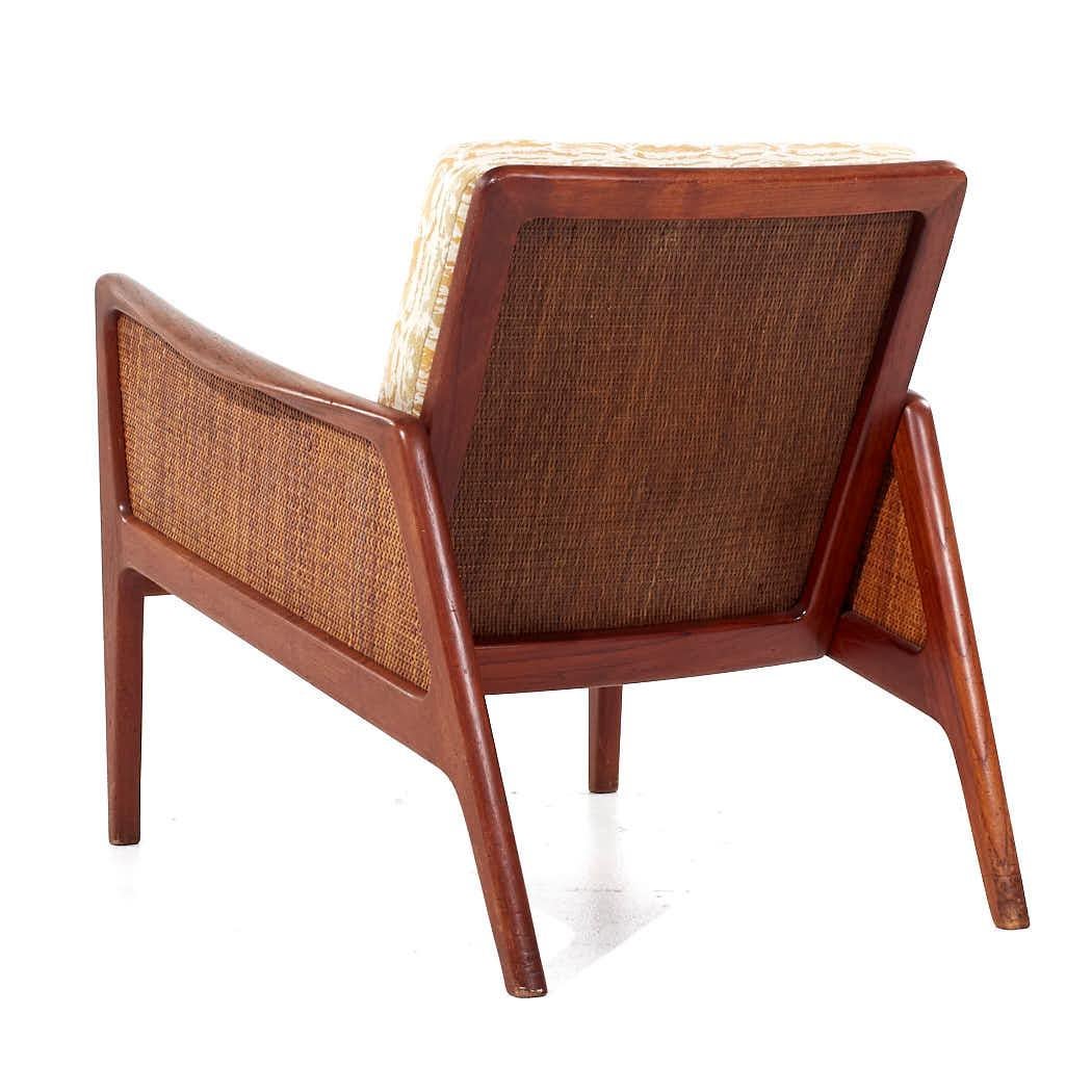 Peter Hvidt and Orla Mølgaard Nielsen MCM Teak and Rattan Lounge Chairs - Pair For Sale 2