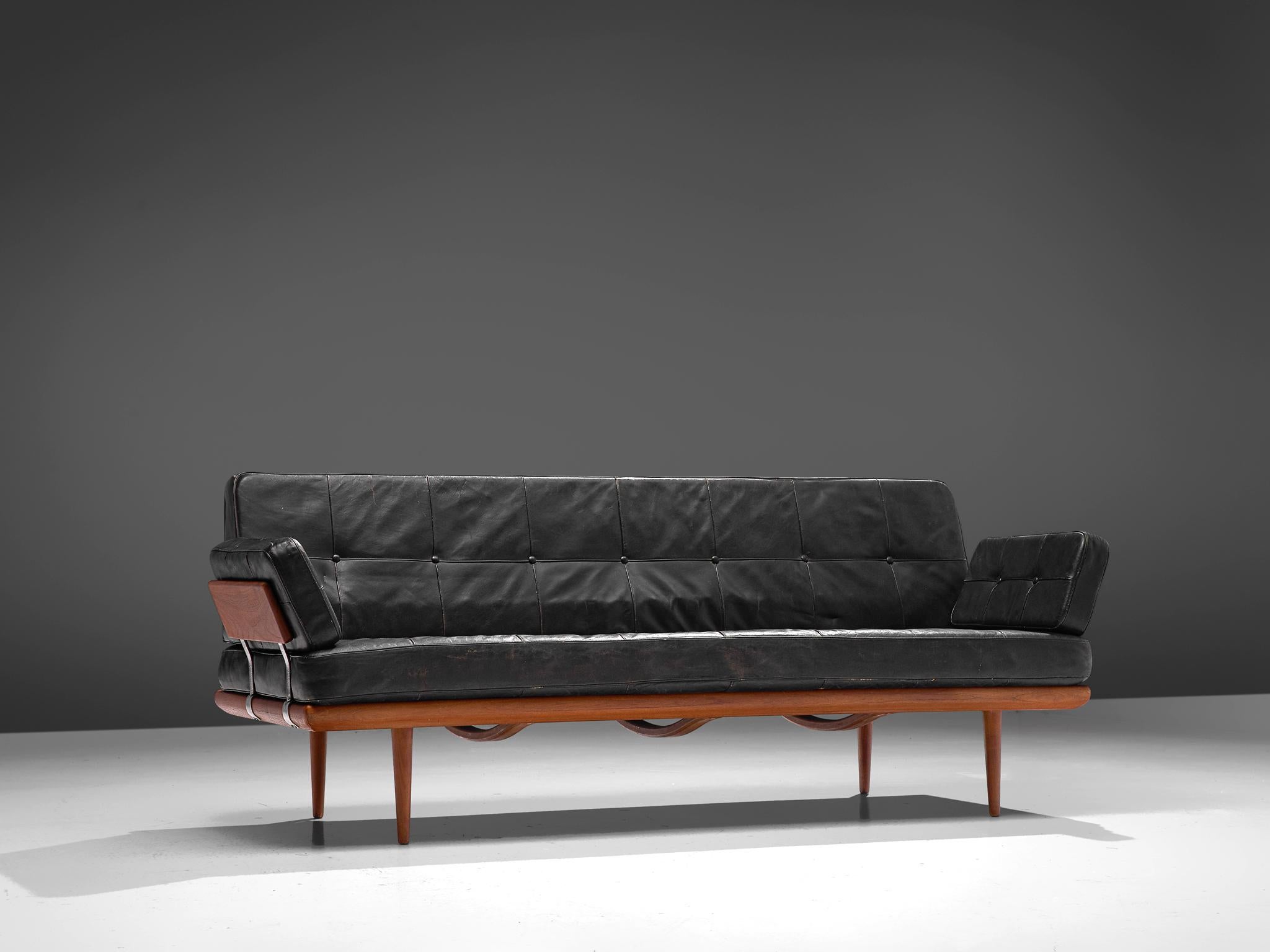 Scandinavian Modern Peter Hvidt and Orla Mølgaard-Nielsen 'Minerva' Daybed in Original Leather