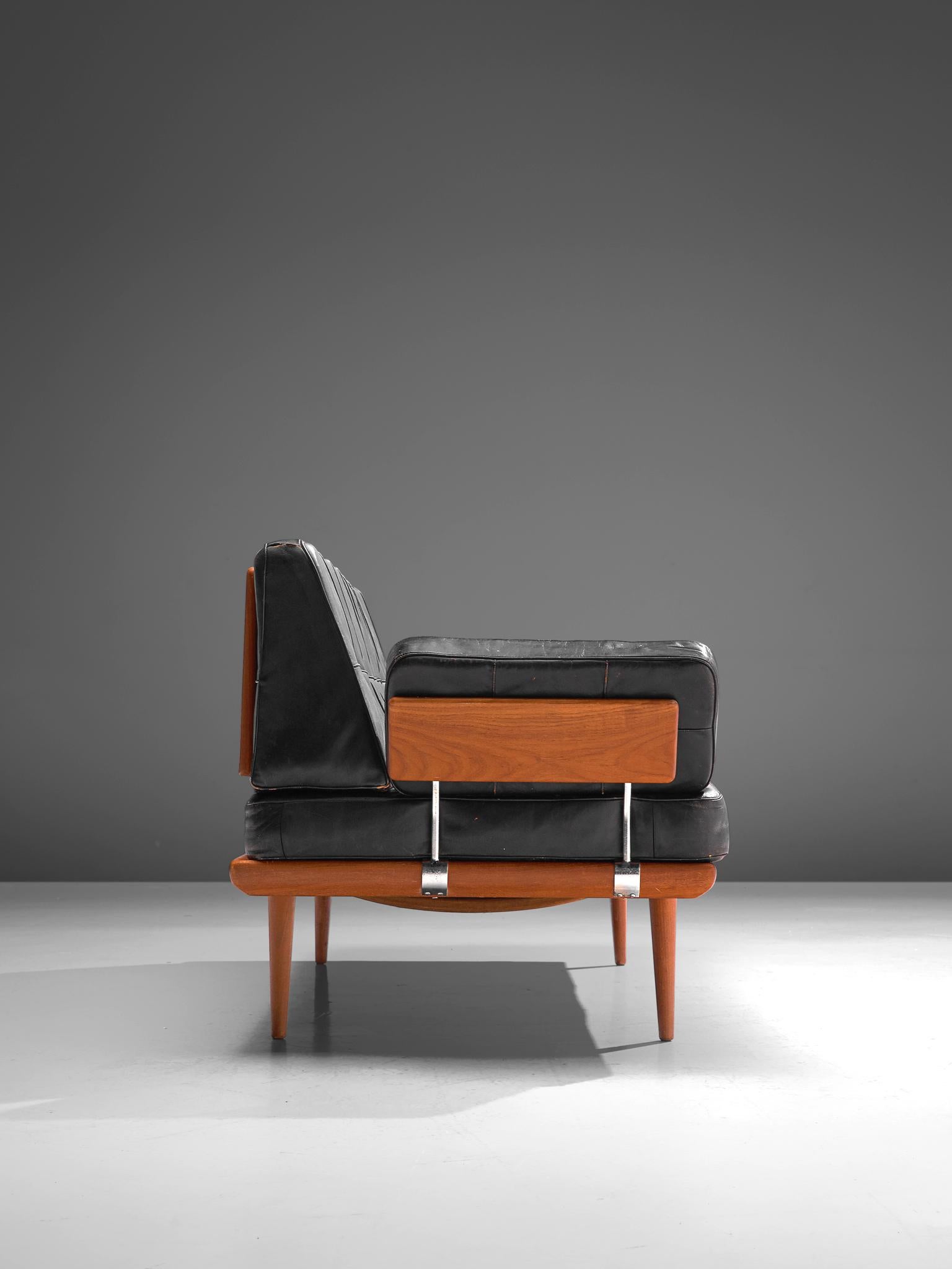 Danish Peter Hvidt and Orla Mølgaard-Nielsen 'Minerva' Daybed in Original Leather