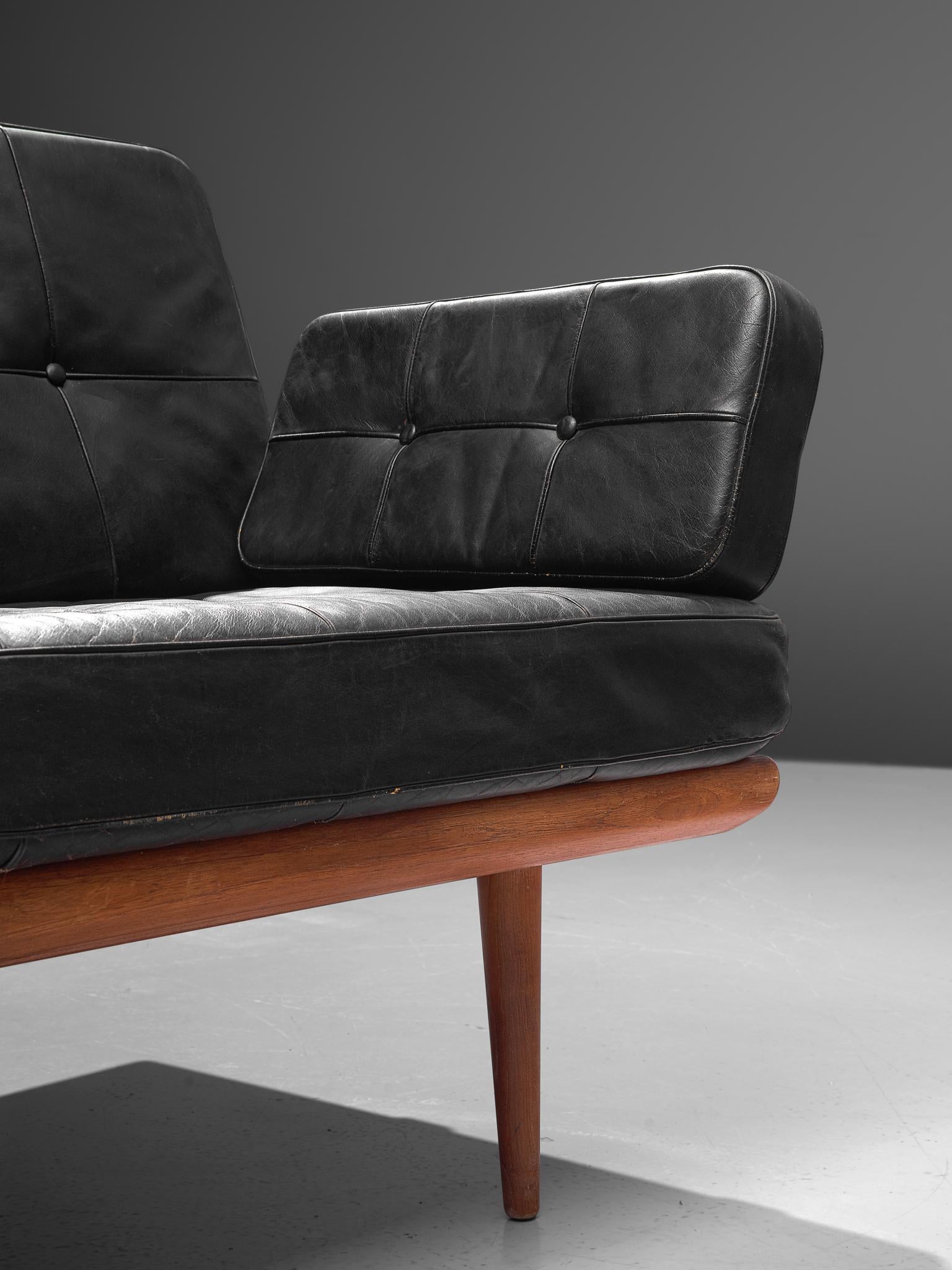 Metal Peter Hvidt and Orla Mølgaard-Nielsen 'Minerva' Sofa in Original Leather