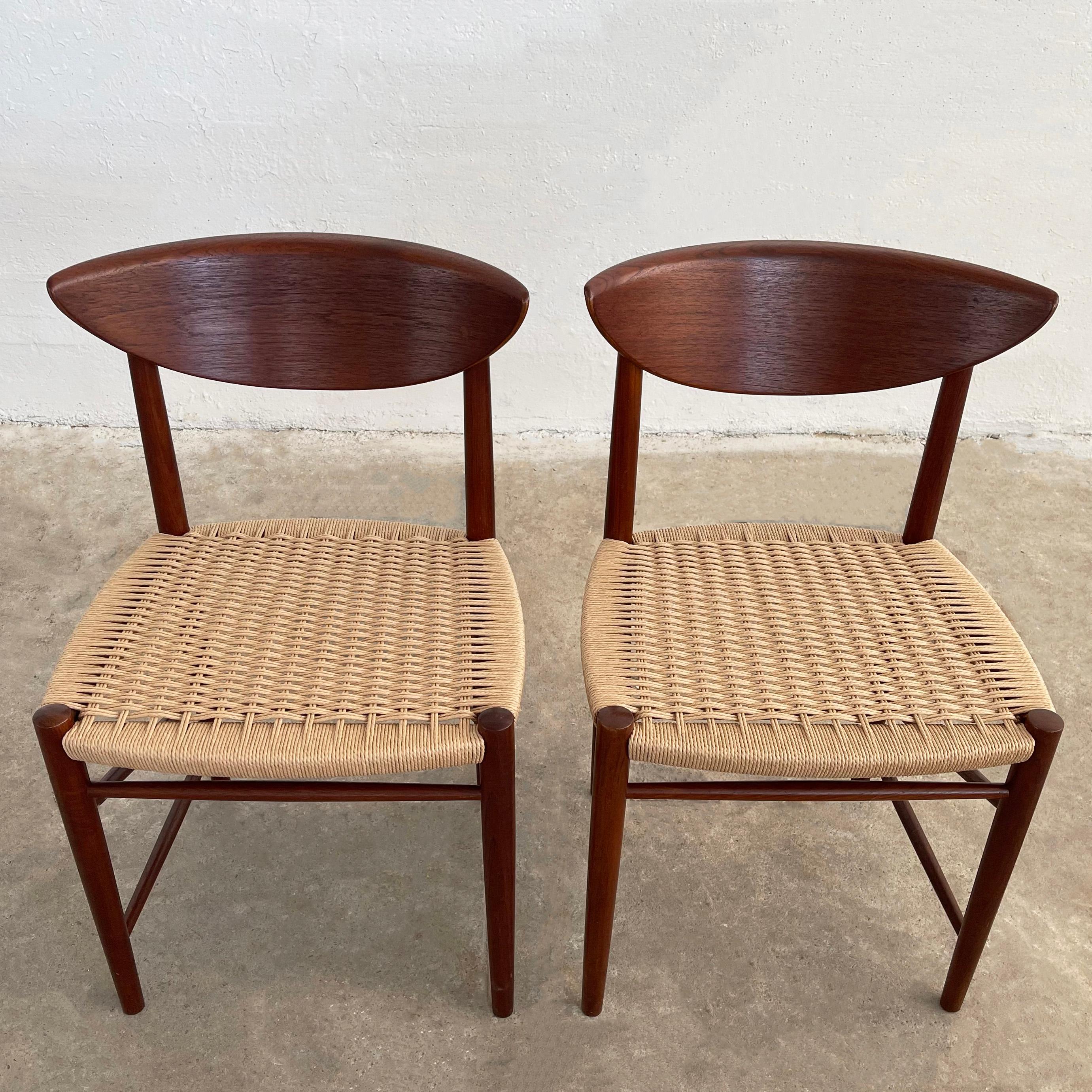 Scandinavian Modern Peter Hvidt And Orla Molgaard Nielsen Teak And Rope Model 316 Chairs For Sale