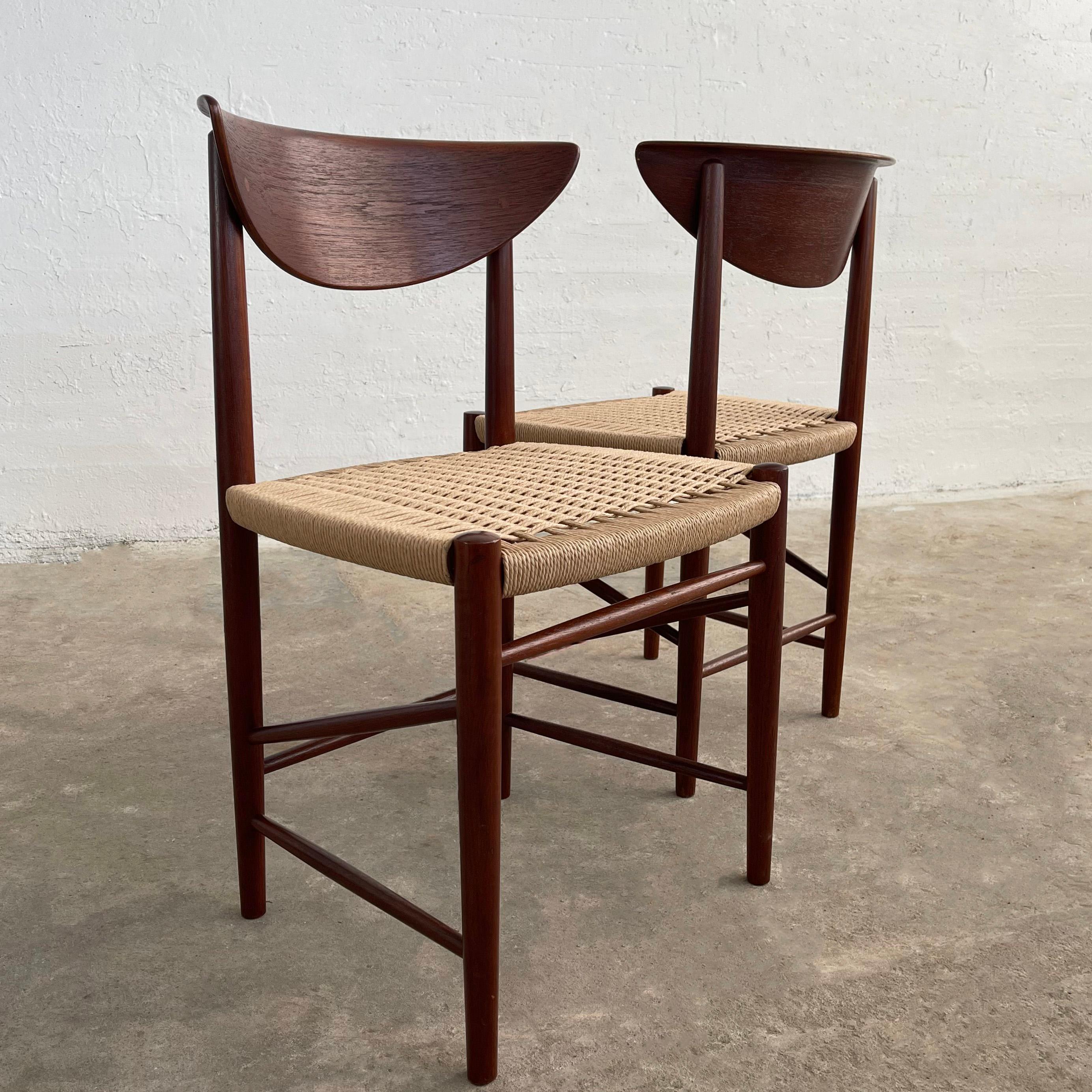 Peter Hvidt And Orla Molgaard Nielsen Teak And Rope Model 316 Chairs In Good Condition For Sale In Brooklyn, NY