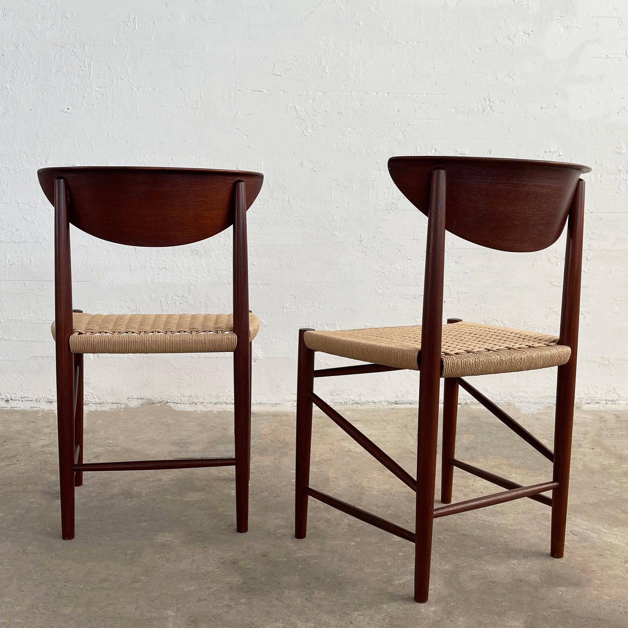 20th Century Peter Hvidt And Orla Molgaard Nielsen Teak And Rope Model 316 Chairs For Sale