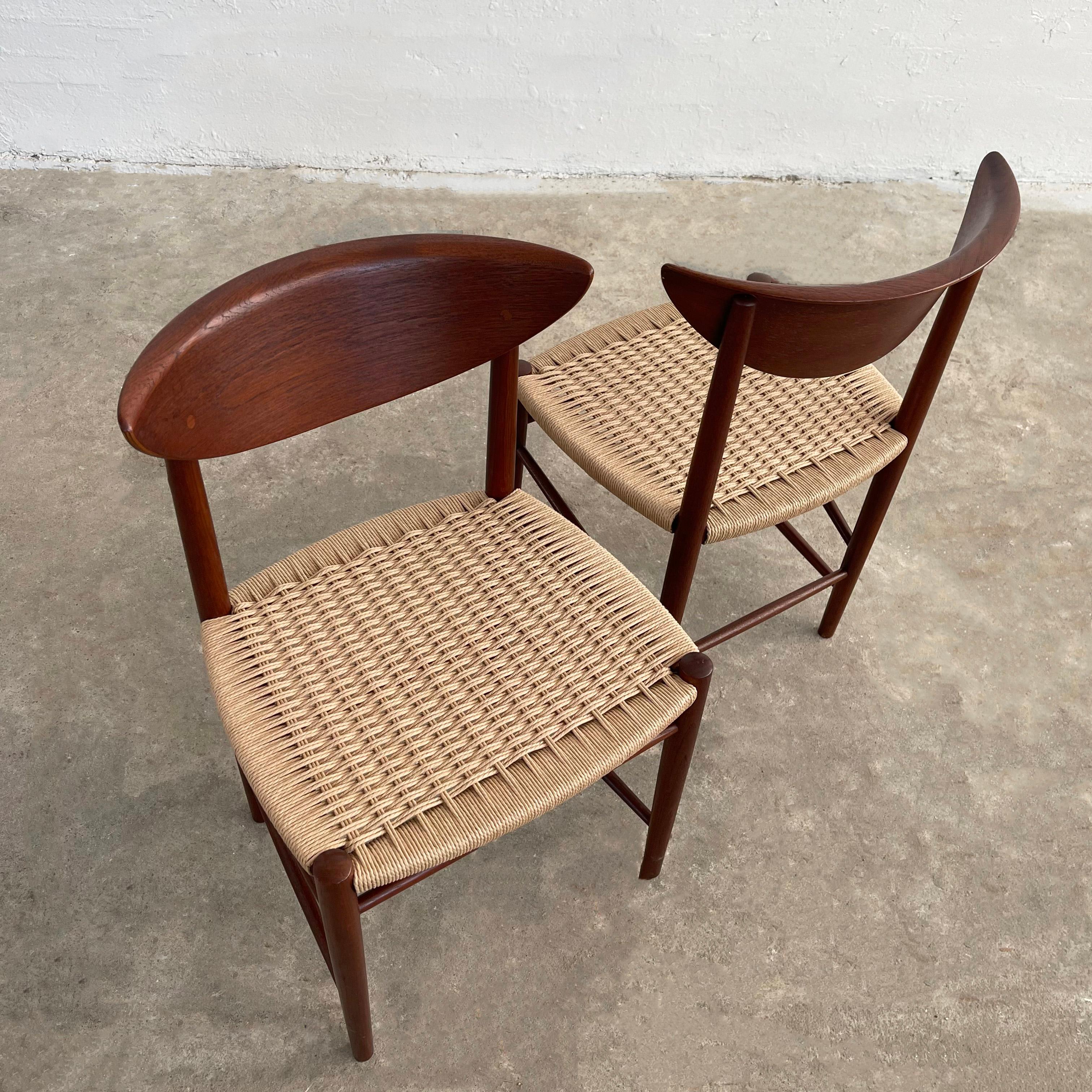 Peter Hvidt And Orla Molgaard Nielsen Teak And Rope Model 316 Chairs For Sale 1