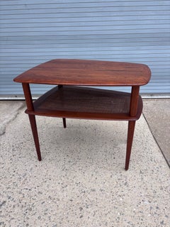Peter Hvidt and Orla Molgaard Teak and Cane Side Table