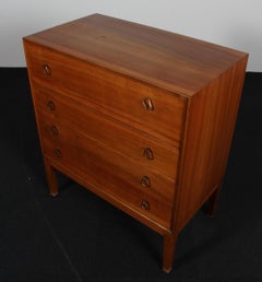 Cassettiera con vanità di Peter Hvidt, Mogano, anni '40, Danimarca, Ottone