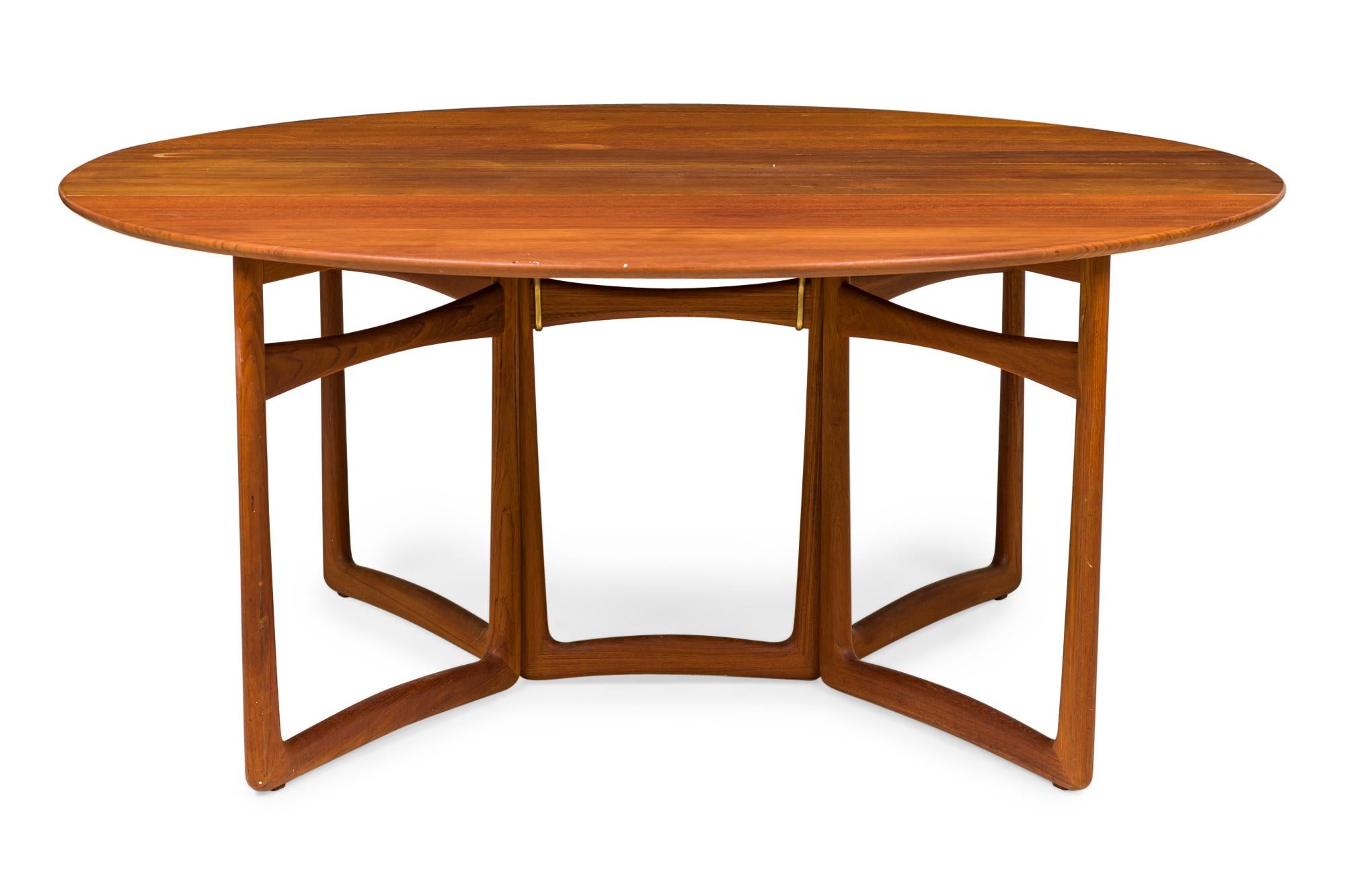 Peter Hvidt Table console / salle à manger danoise à pieds en forme de porte et à abattant