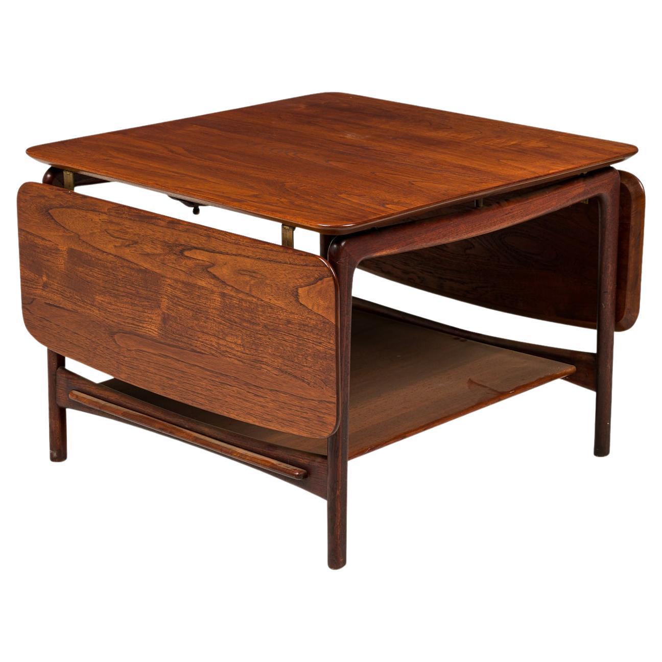 Peter Hvidt Danish Mid-Century Drop Leaf Square Teak End / Side Tables