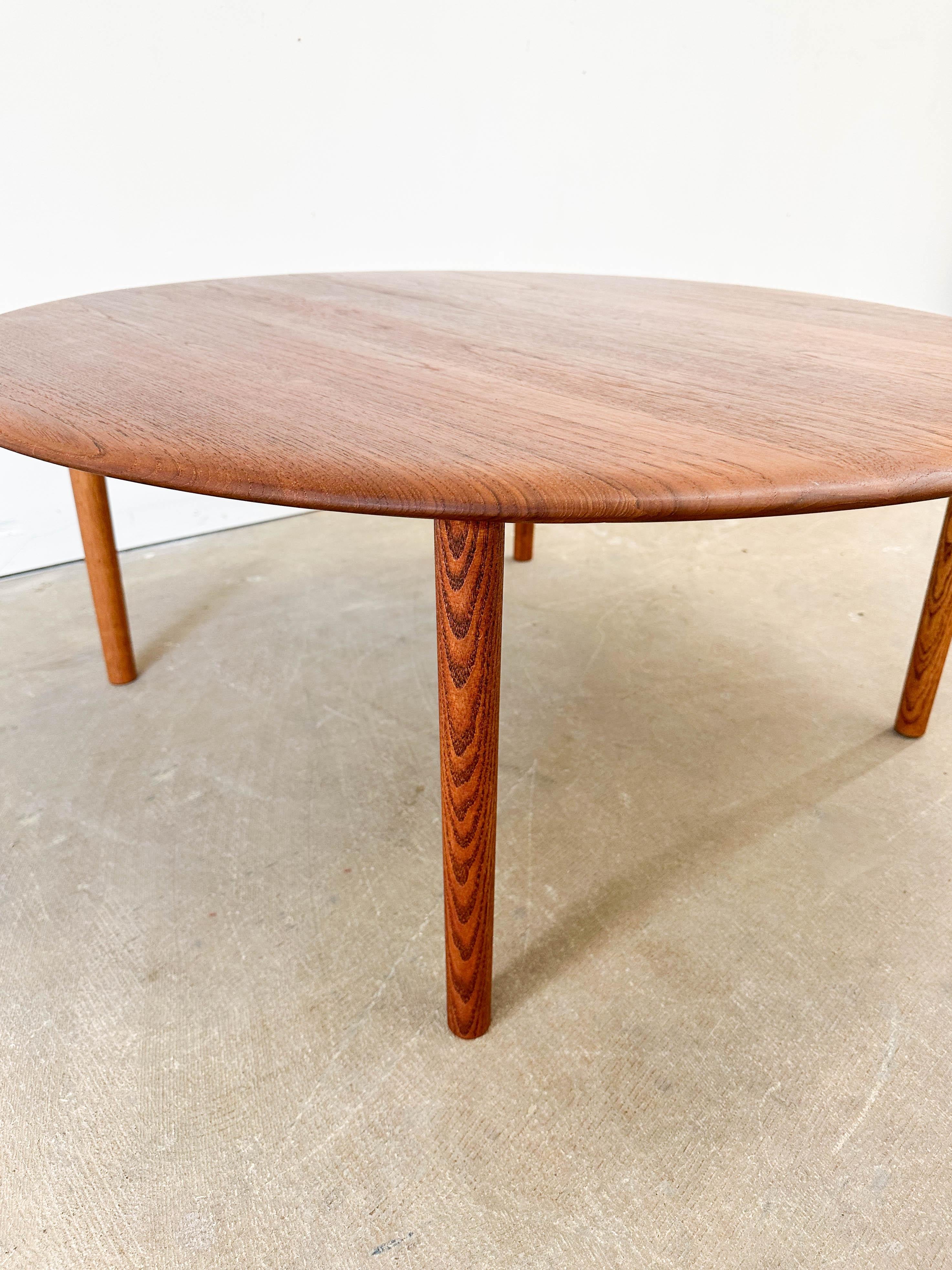 20th Century Peter Hvidt Danish Modern Solid Teak Round Coffee Table for France and Son