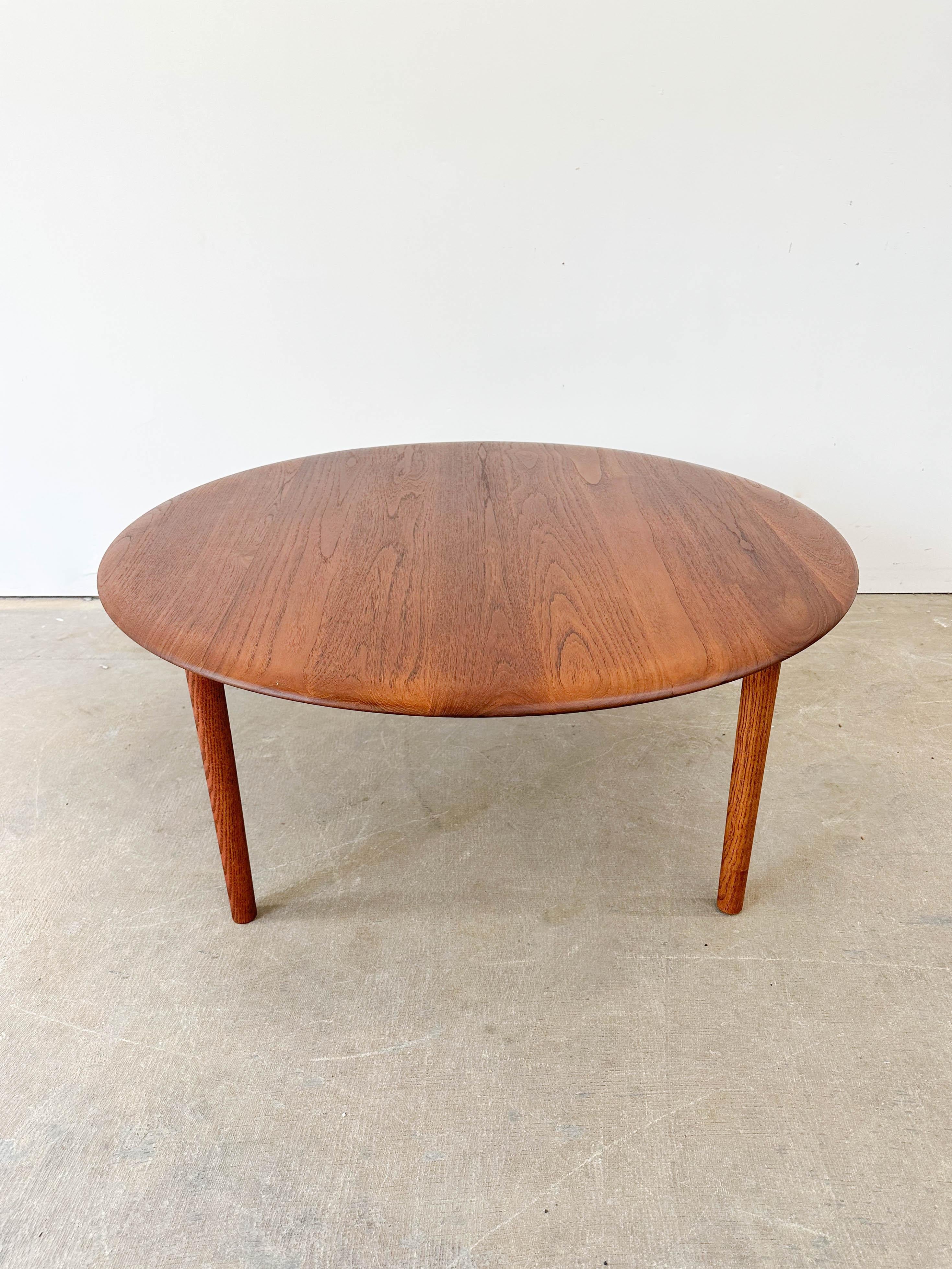 Peter Hvidt Danish Modern Solid Teak Round Coffee Table for France and Son 2