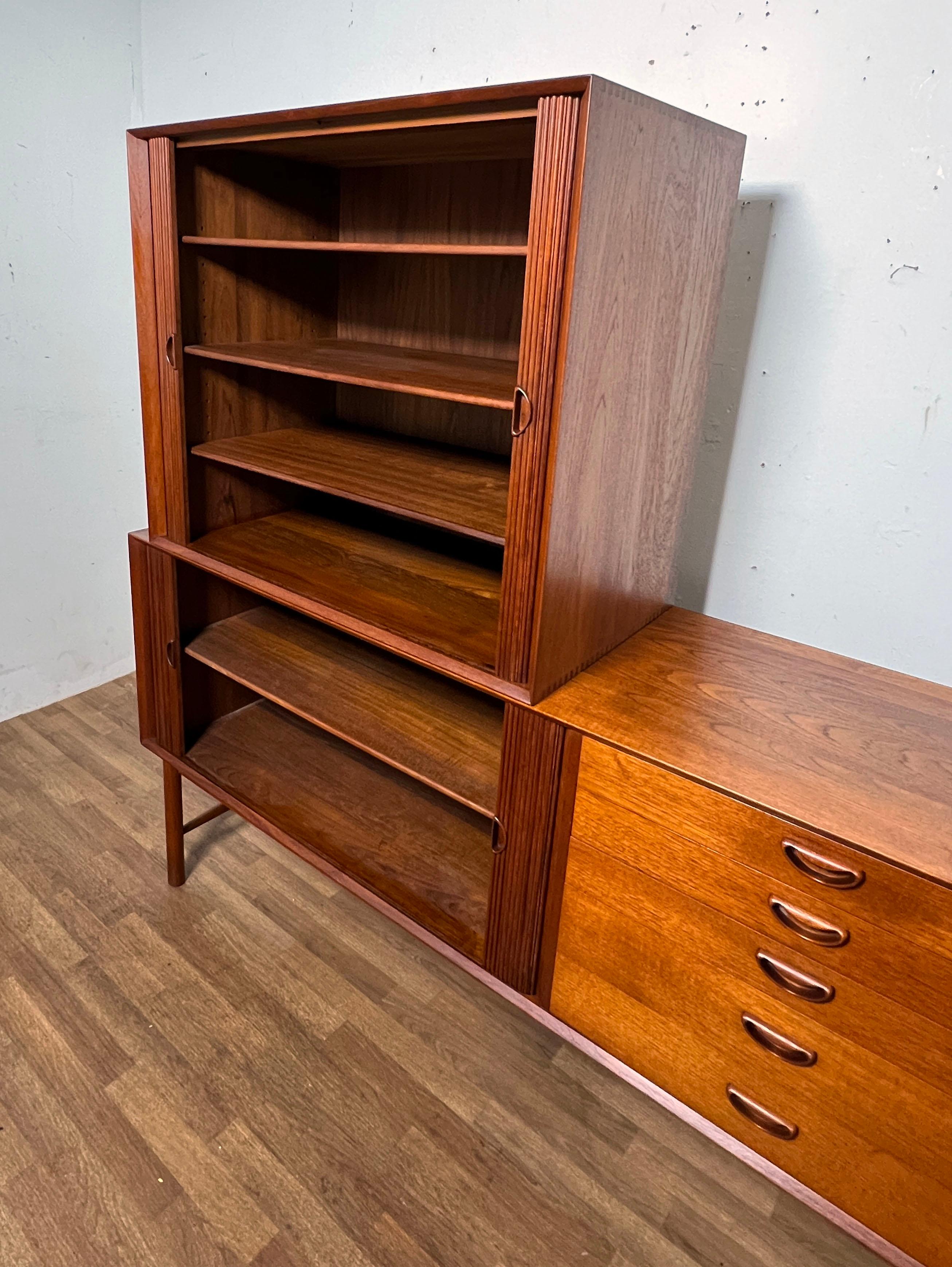Peter Hvidt Danish Teak Tambour Door Credenza for Soborg, Circa 1960s 5
