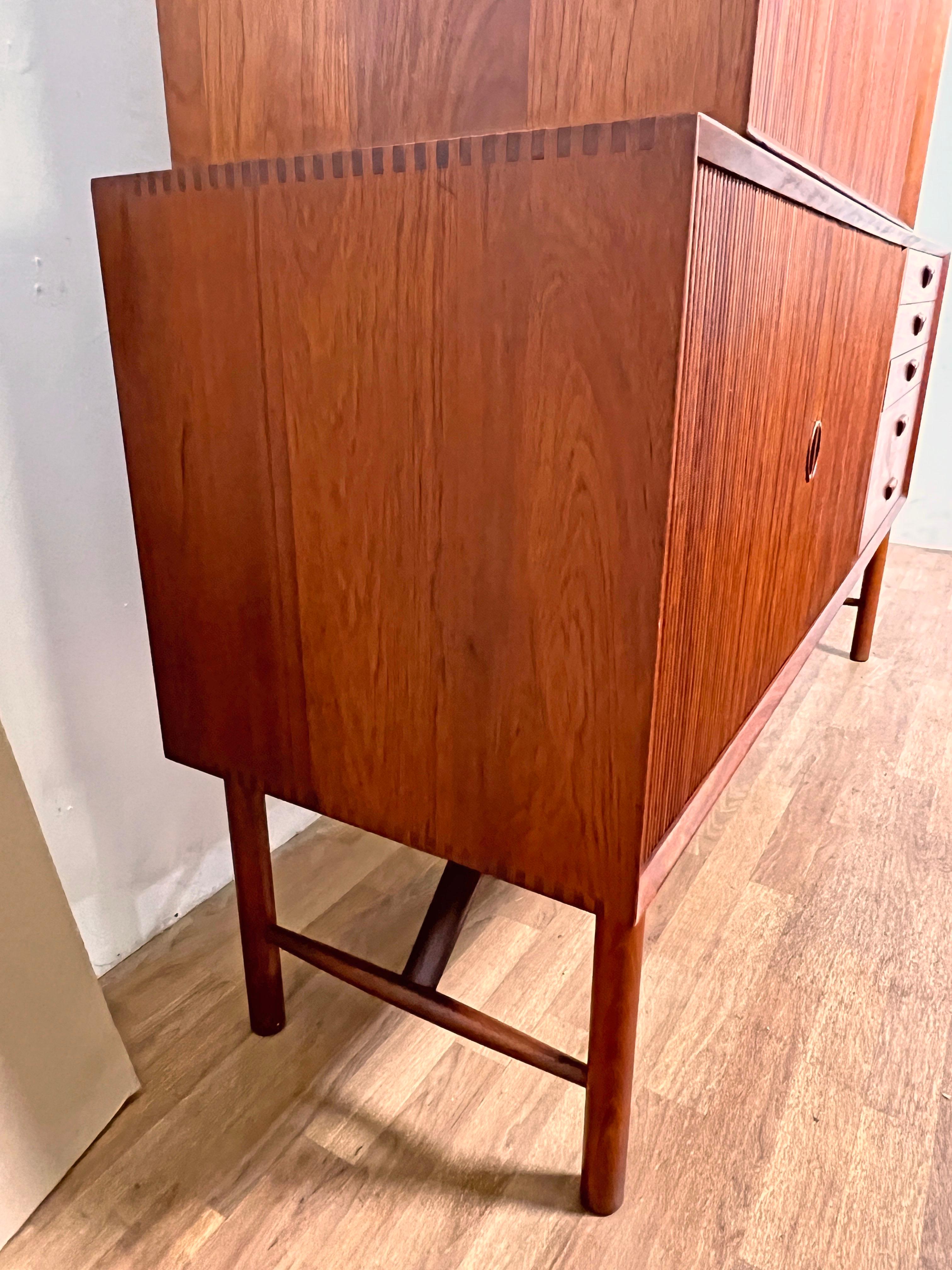 Peter Hvidt Danish Teak Tambour Door Credenza for Soborg, Circa 1960s 6