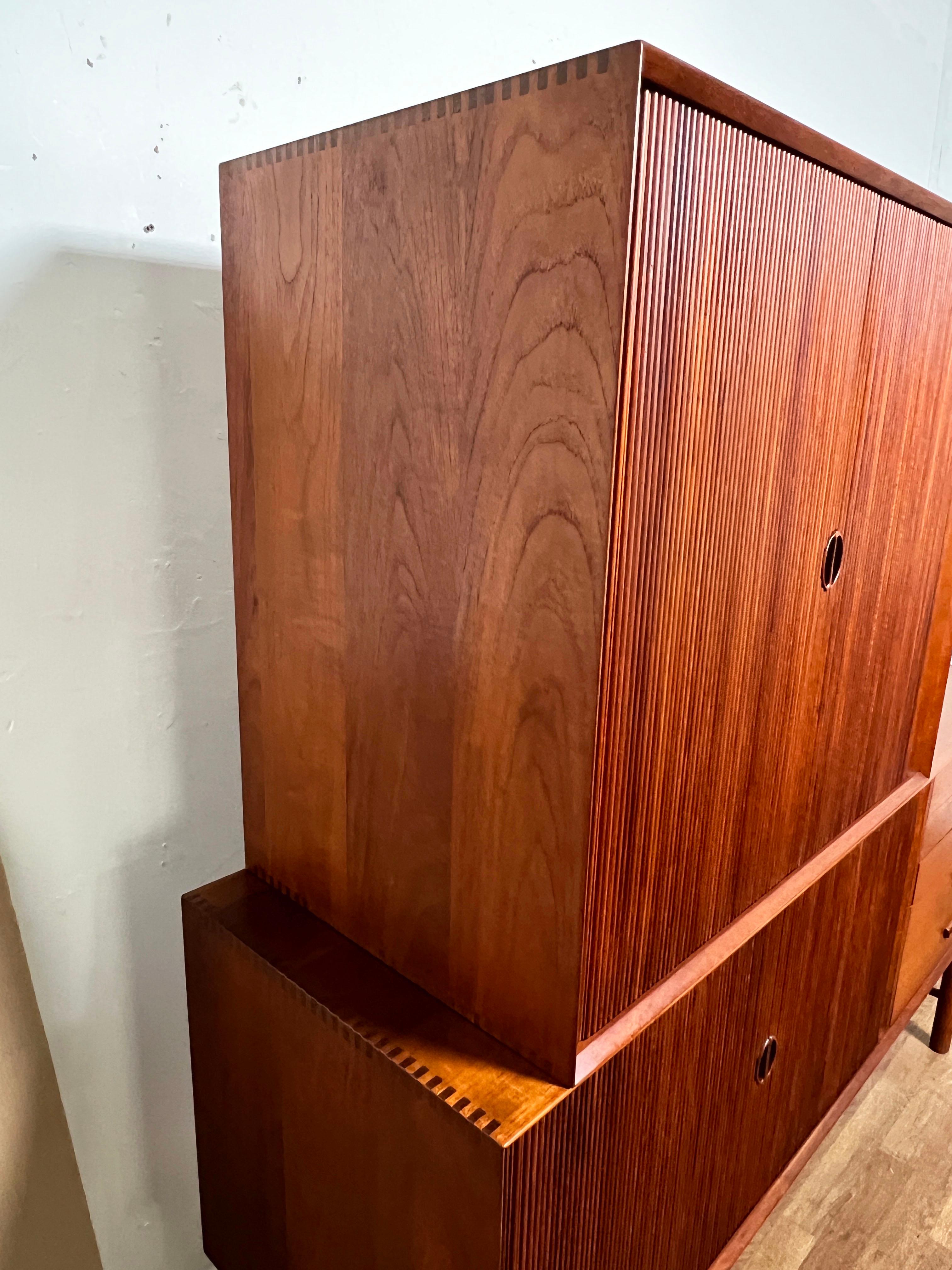 Peter Hvidt Danish Teak Tambour Door Credenza for Soborg, Circa 1960s 8