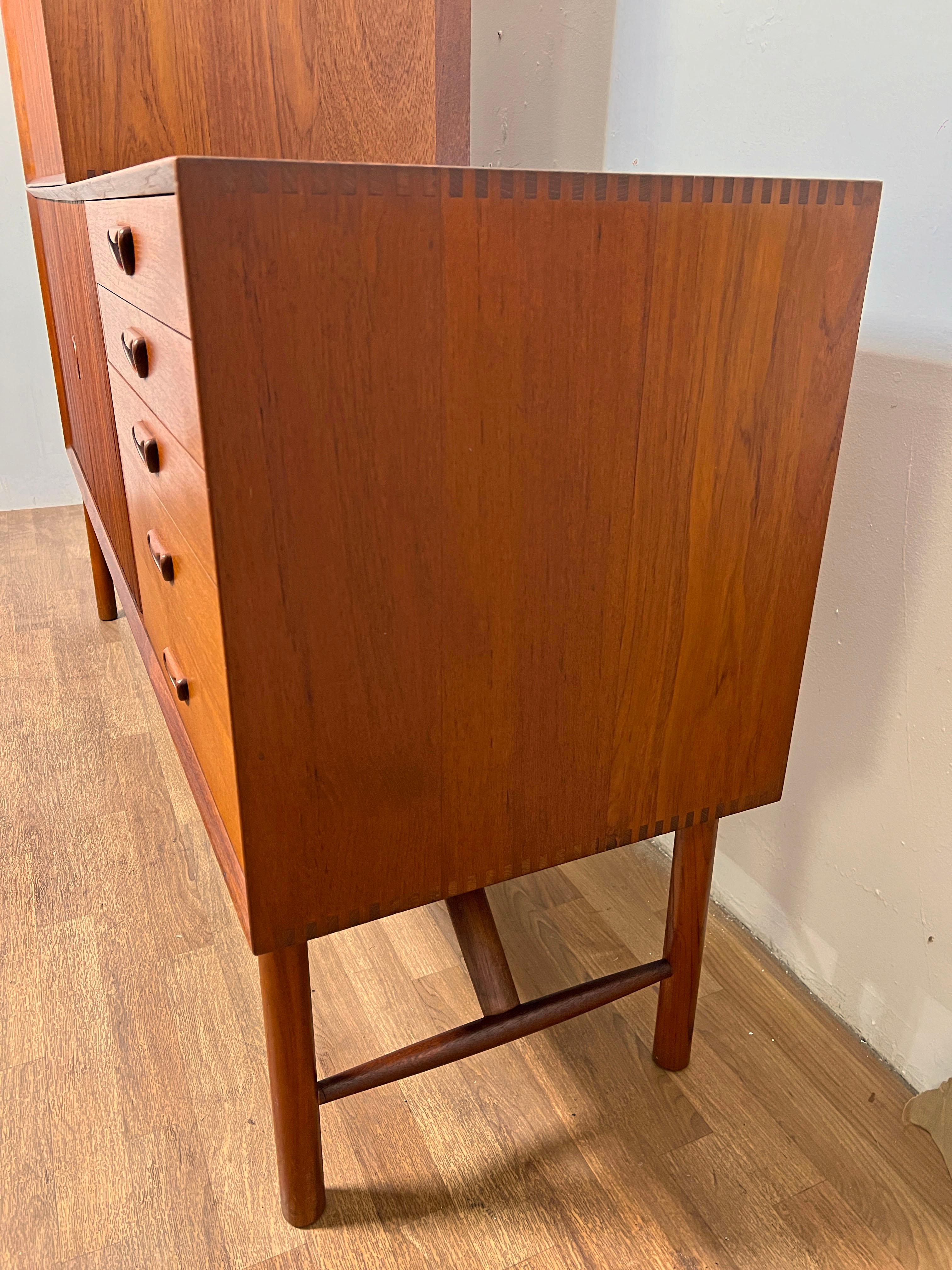 Peter Hvidt Danish Teak Tambour Door Credenza for Soborg, Circa 1960s 9