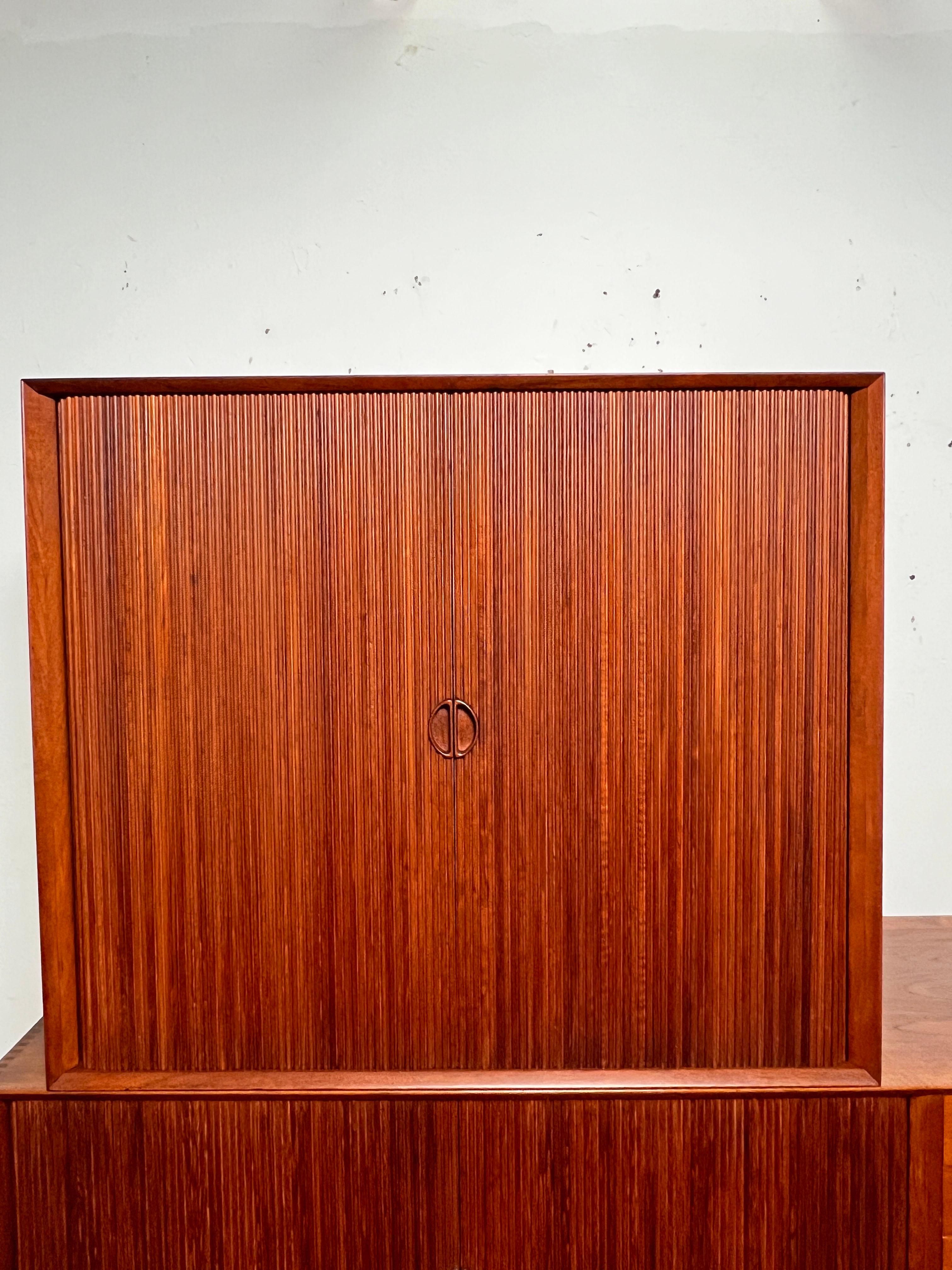 Scandinavian Modern Peter Hvidt Danish Teak Tambour Door Credenza for Soborg, Circa 1960s