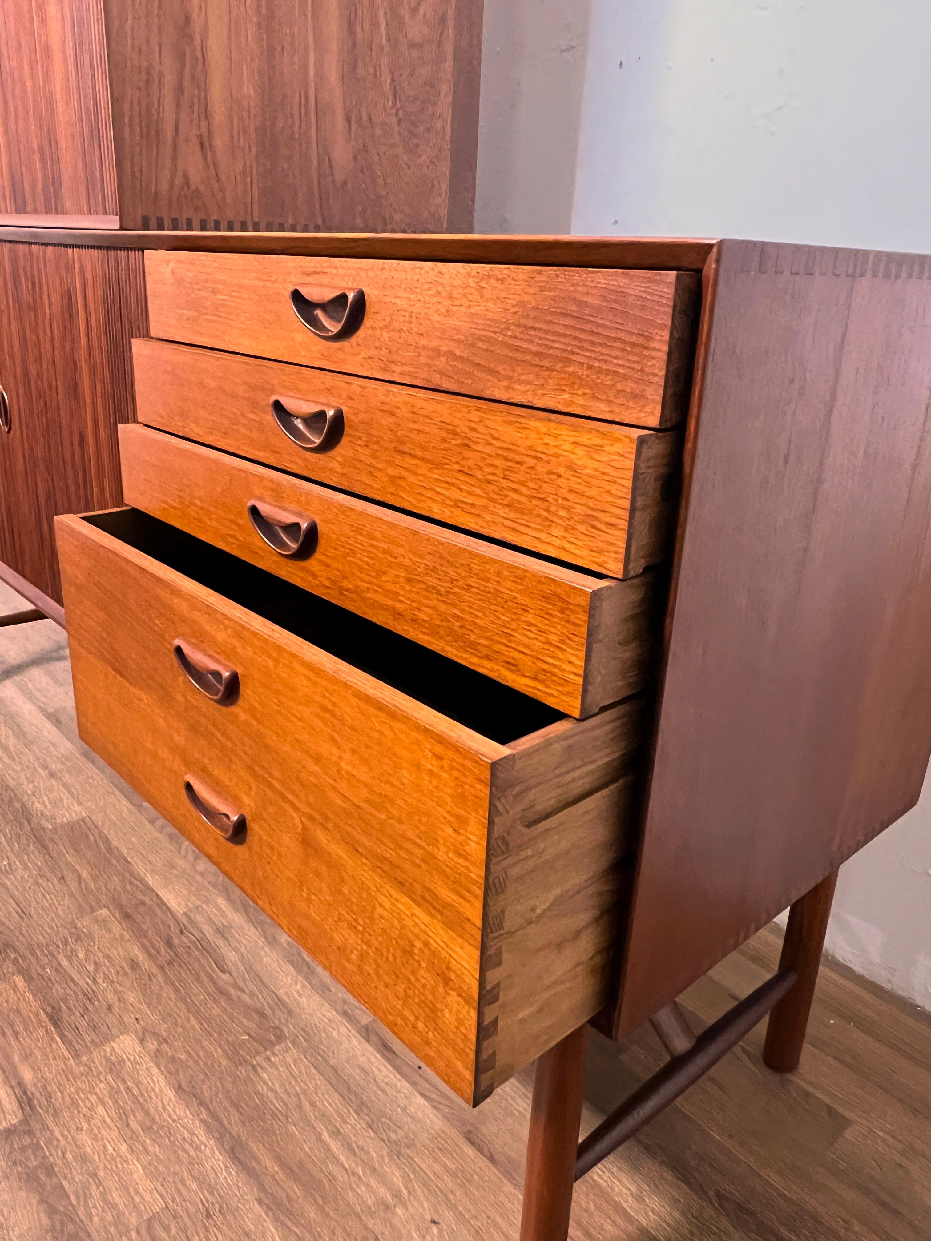 Peter Hvidt Danish Teak Tambour Door Credenza for Soborg, Circa 1960s 1