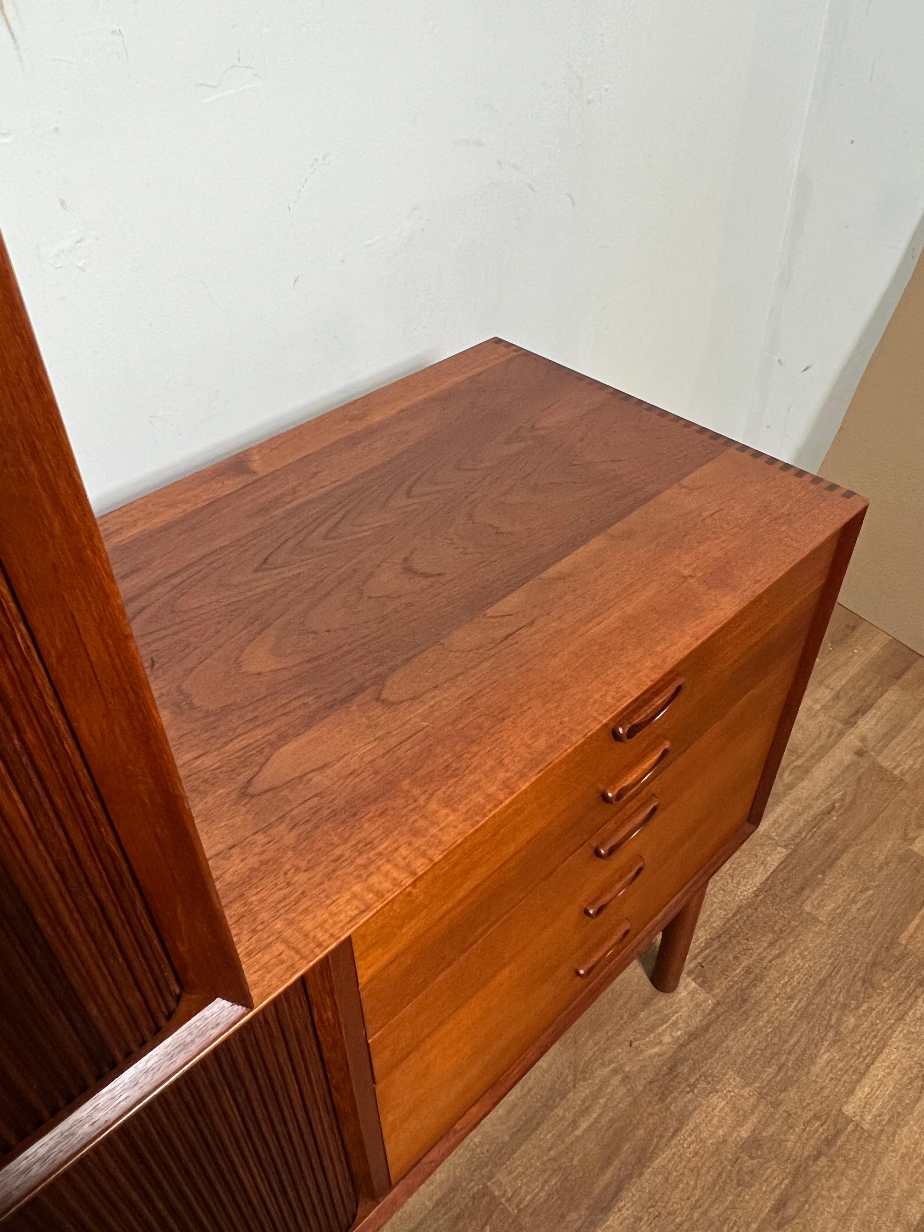 Peter Hvidt Danish Teak Tambour Door Credenza for Soborg, Circa 1960s For Sale 4