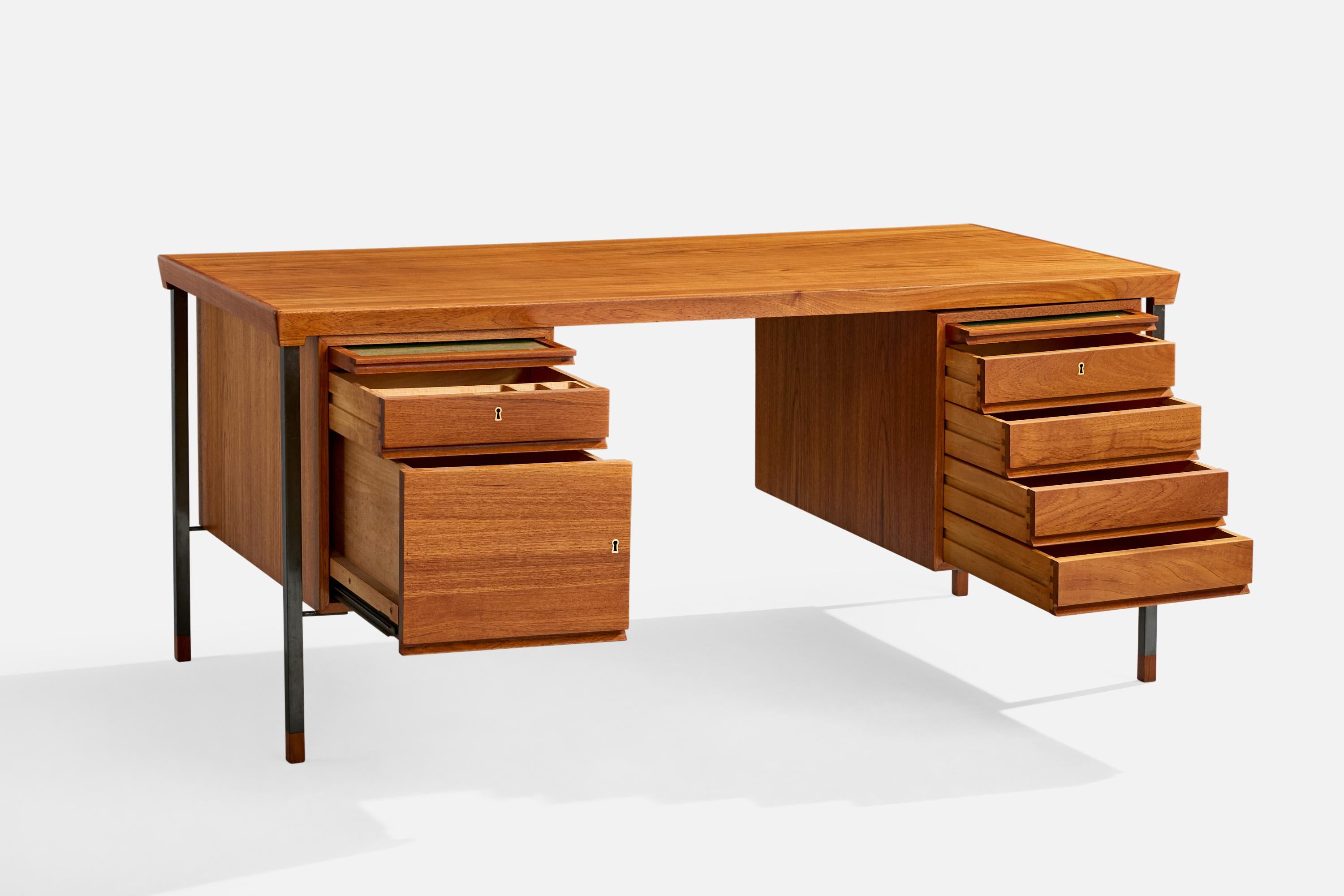 Danese Peter Hvidt, Scrivania, Teak, Acciaio, Danimarca, 1959 in vendita
