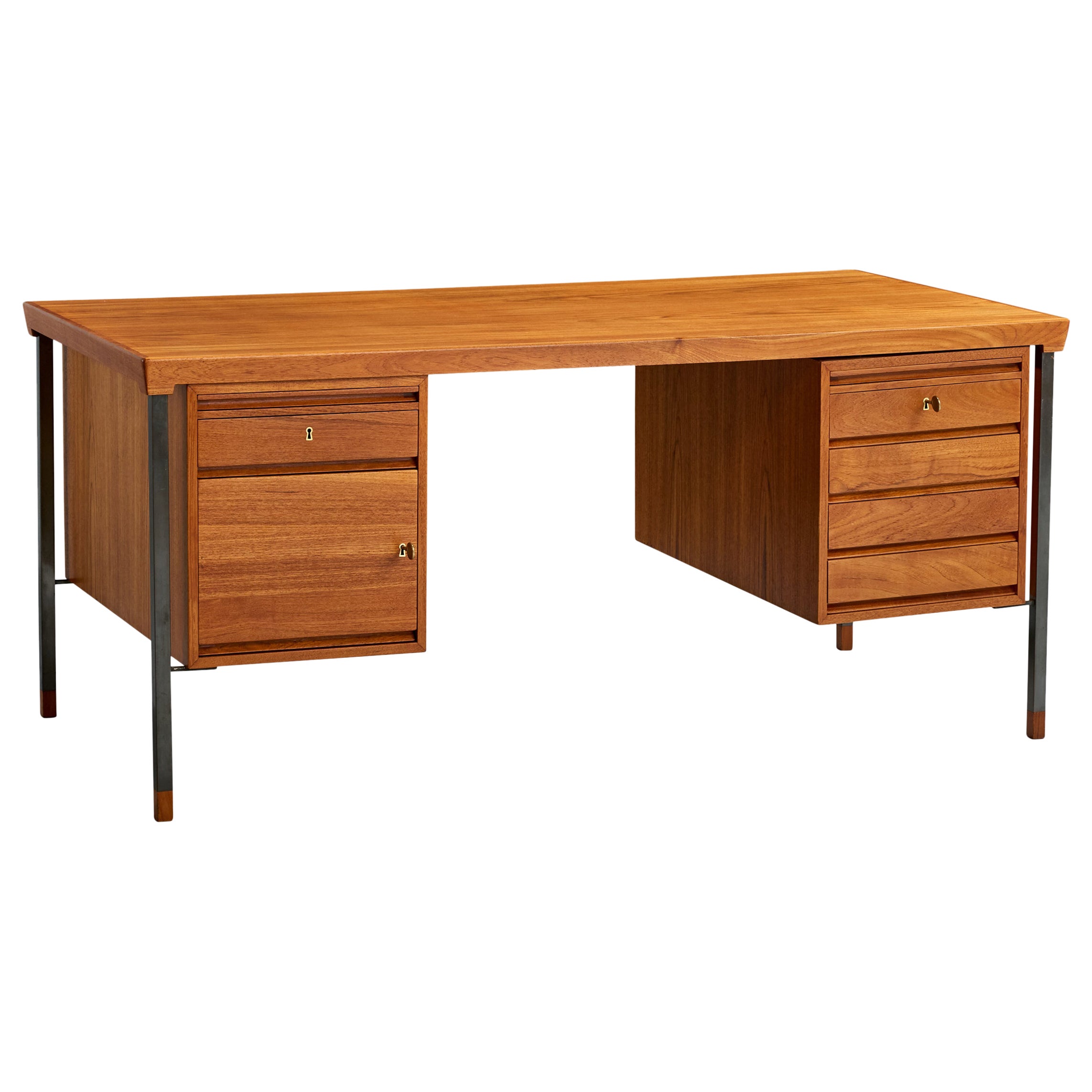 Peter Hvidt, Scrivania, Teak, Acciaio, Danimarca, 1959 in vendita