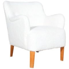Peter Hvidt Early Lounge Chair in Artificial Sheepskin