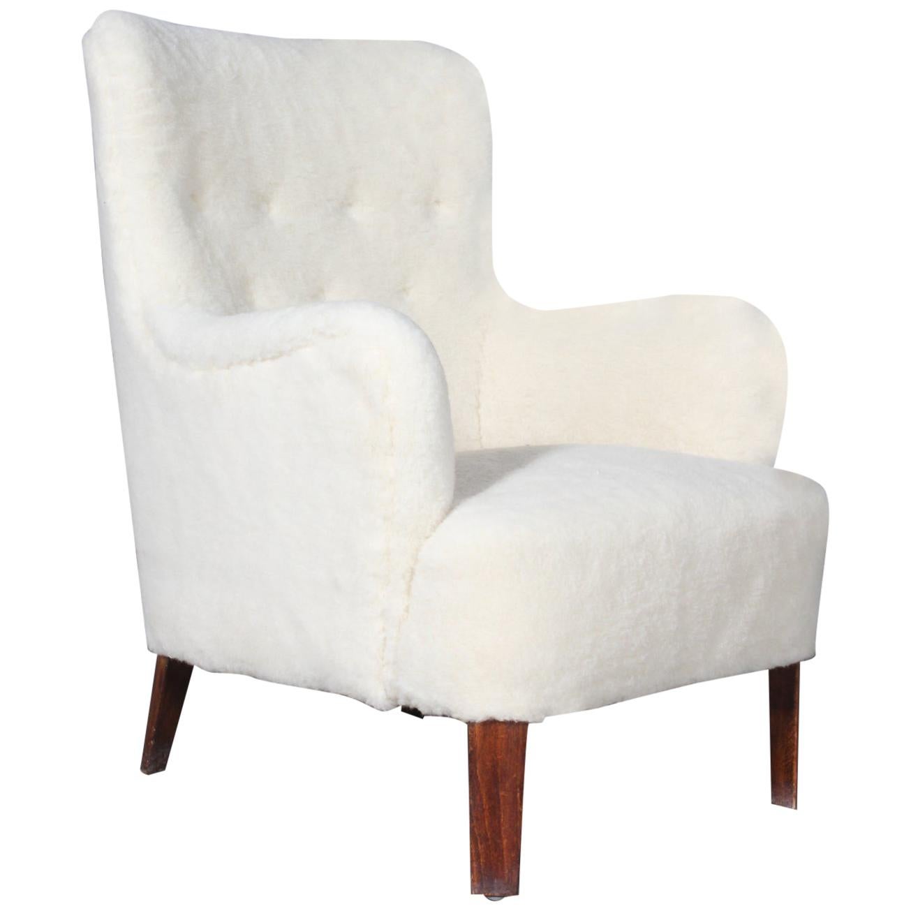 Peter Hvidt Early Lounge Chair in Sheepskin