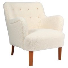 Peter Hvidt Early Lounge Chair in Sheepskin