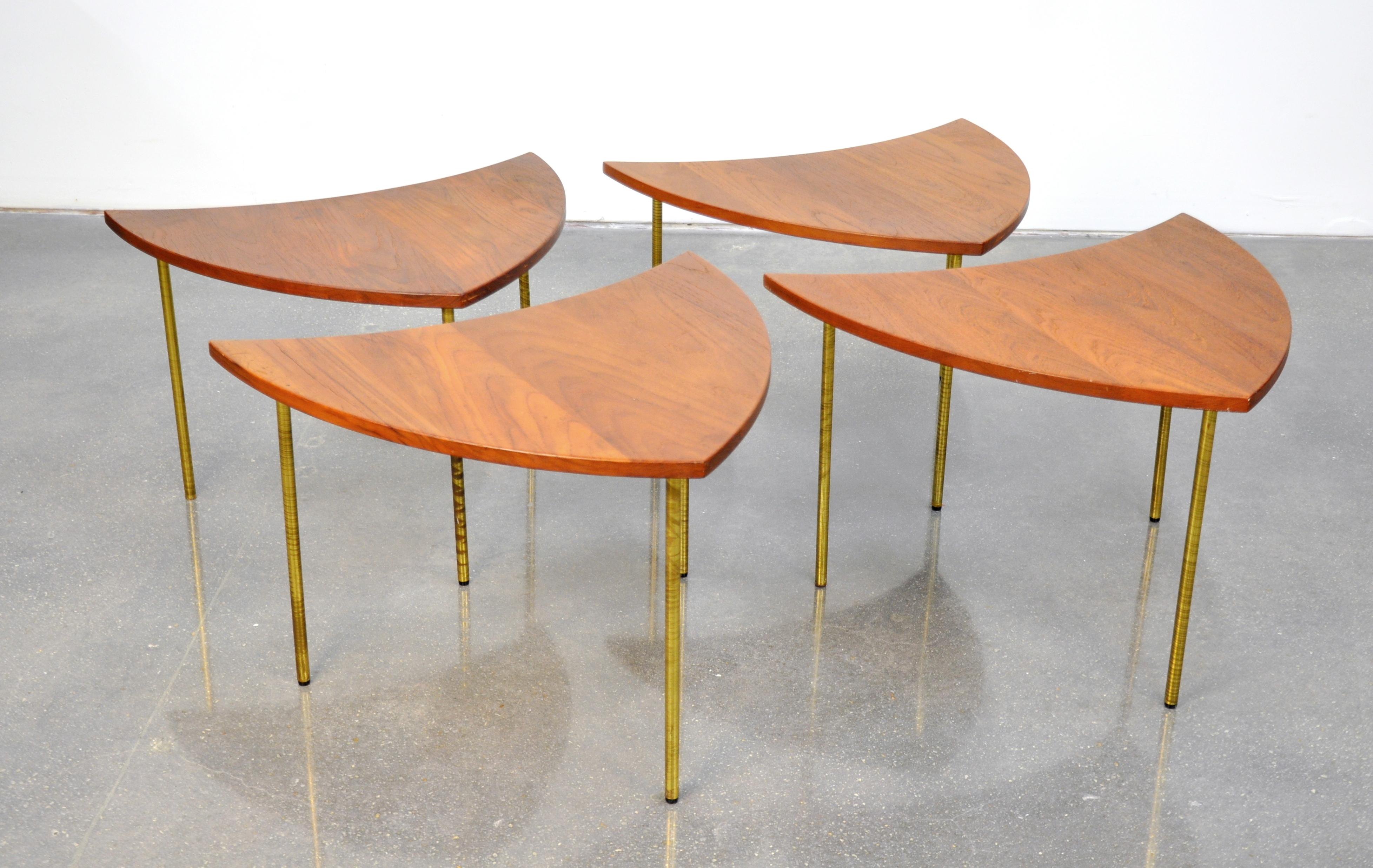 Mid-20th Century Peter Hvidt Teak and Brass Side Tables