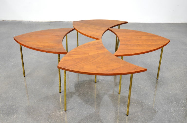 Peter Hvidt Teak and Brass Side Tables at 1stDibs