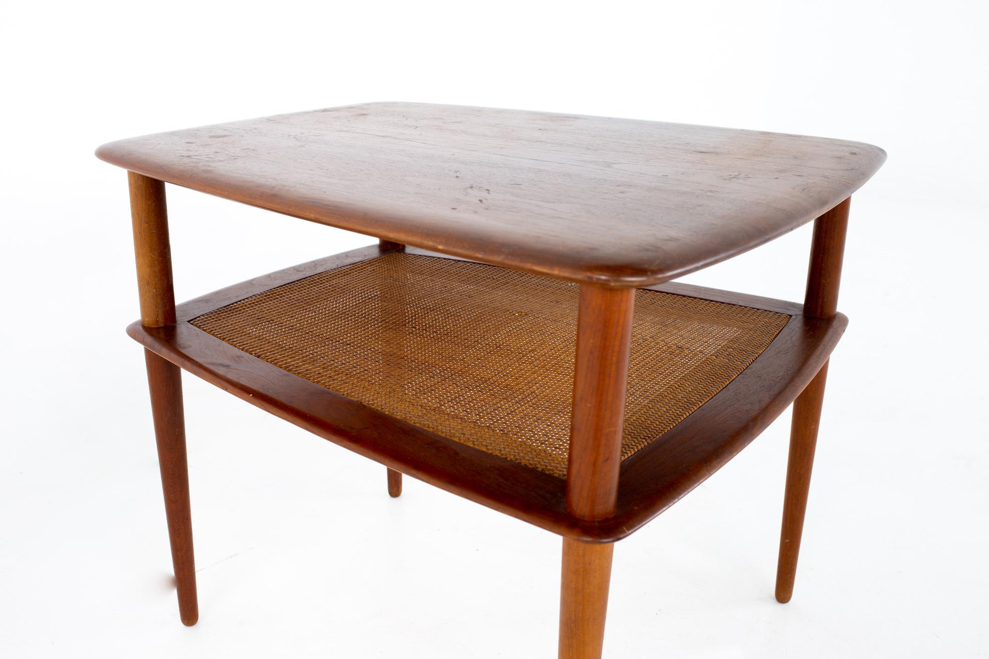 Late 20th Century Peter Hvidt for France and Son Mid Century Teak and Cane Side End Table