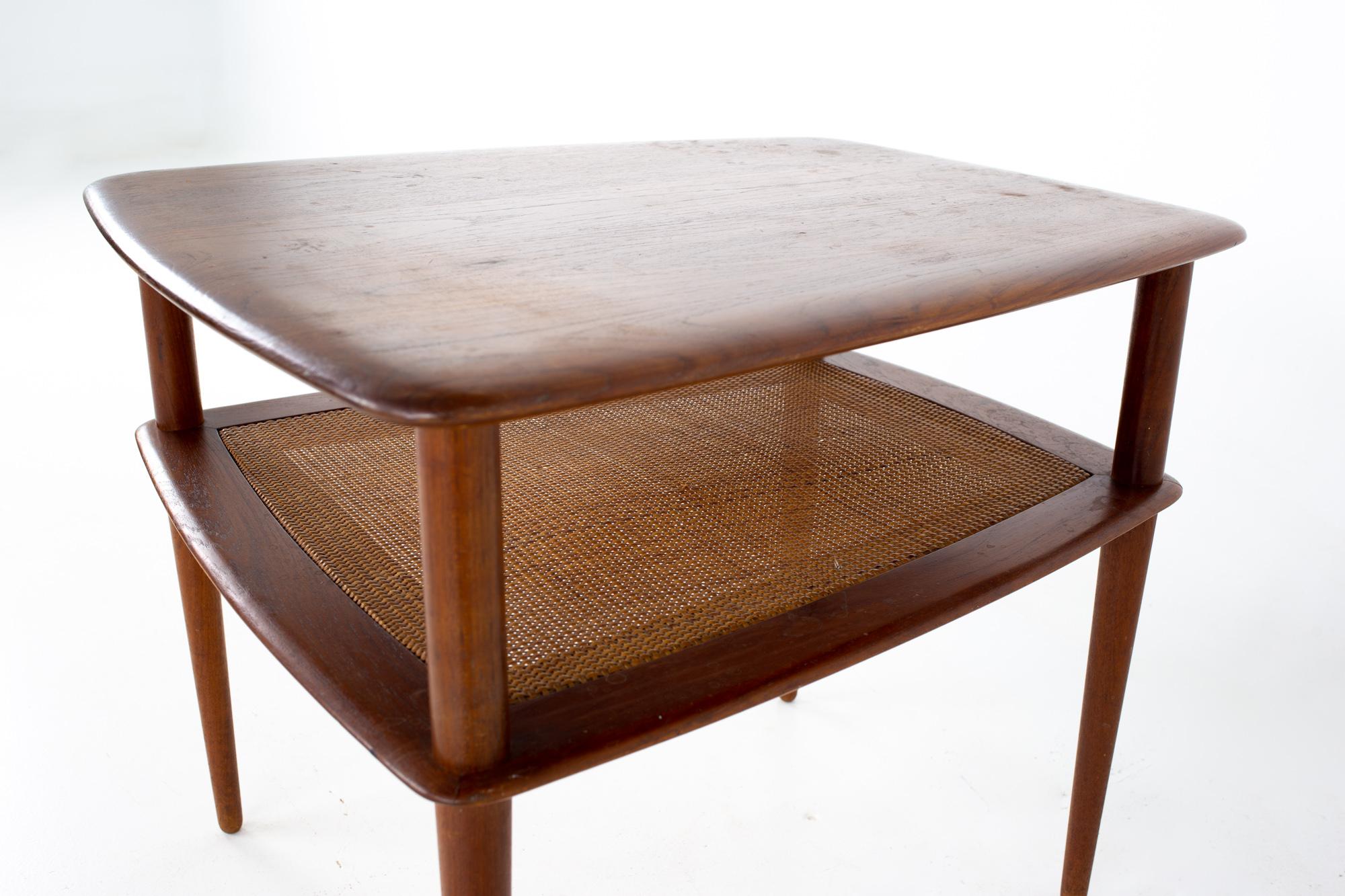 Peter Hvidt for France and Son Mid Century Teak and Cane Side End Table 1