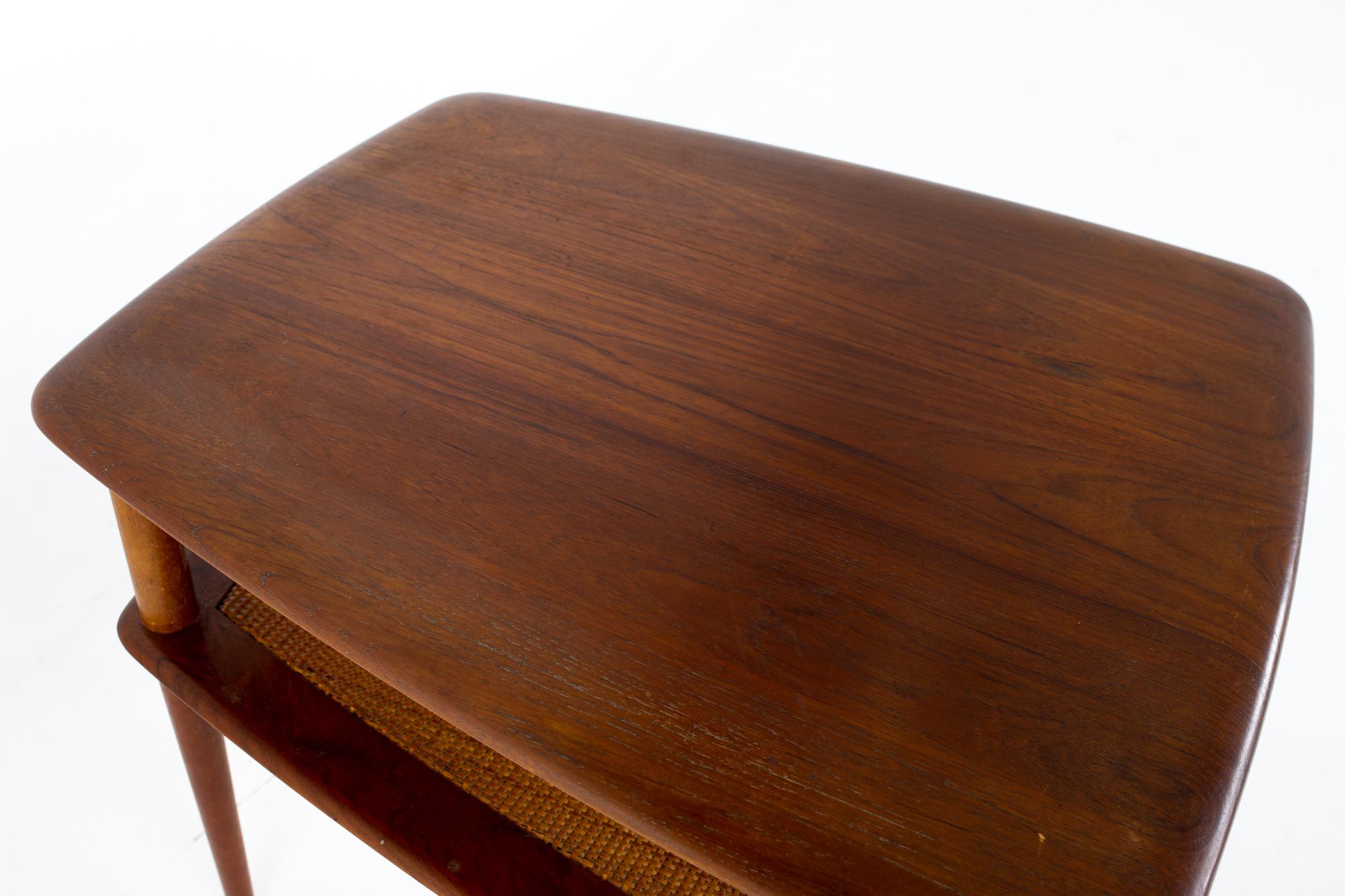 Peter Hvidt for France and Son Mid Century Teak and Cane Side End Table 3