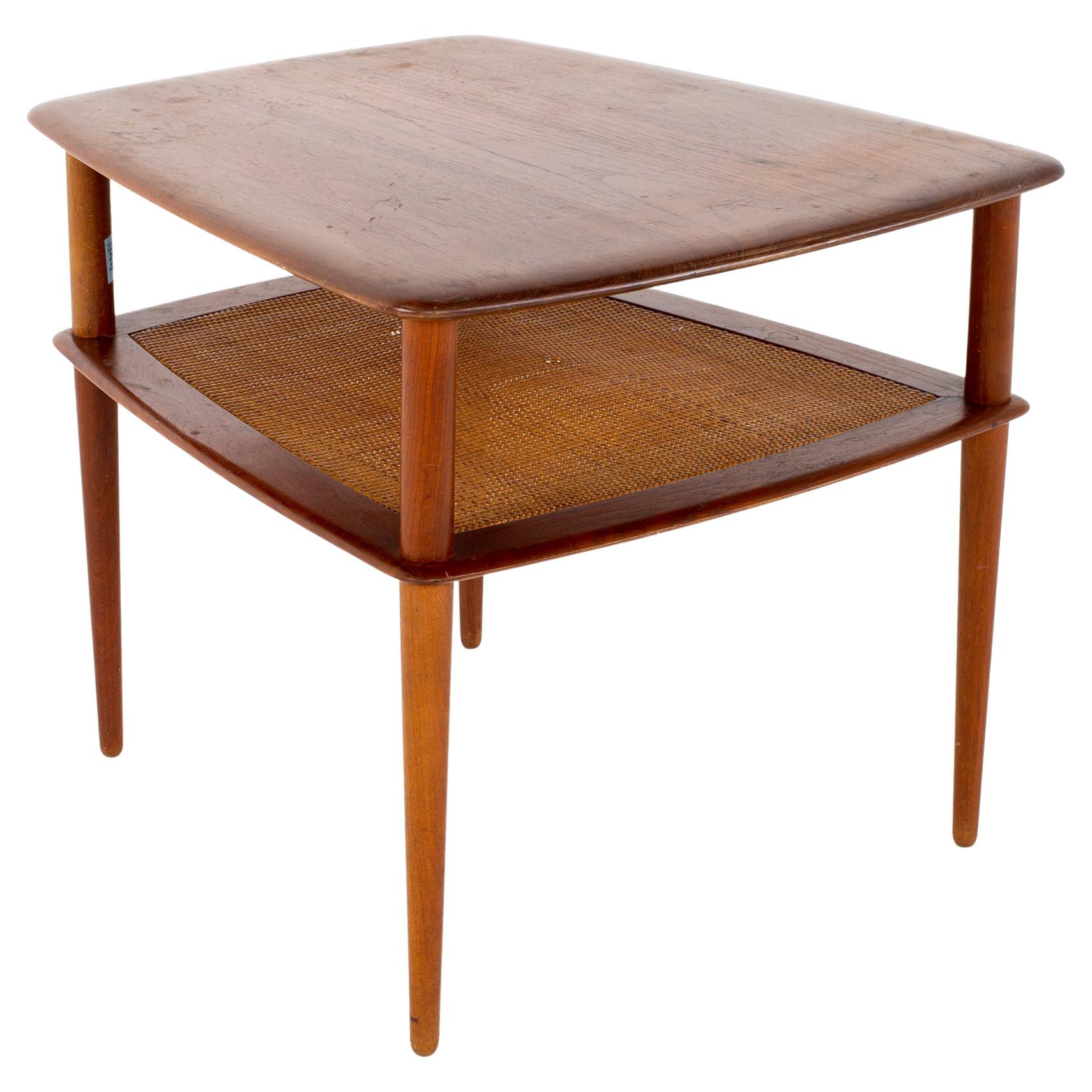 Peter Hvidt for France and Son Mid Century Teak and Cane Side End Table