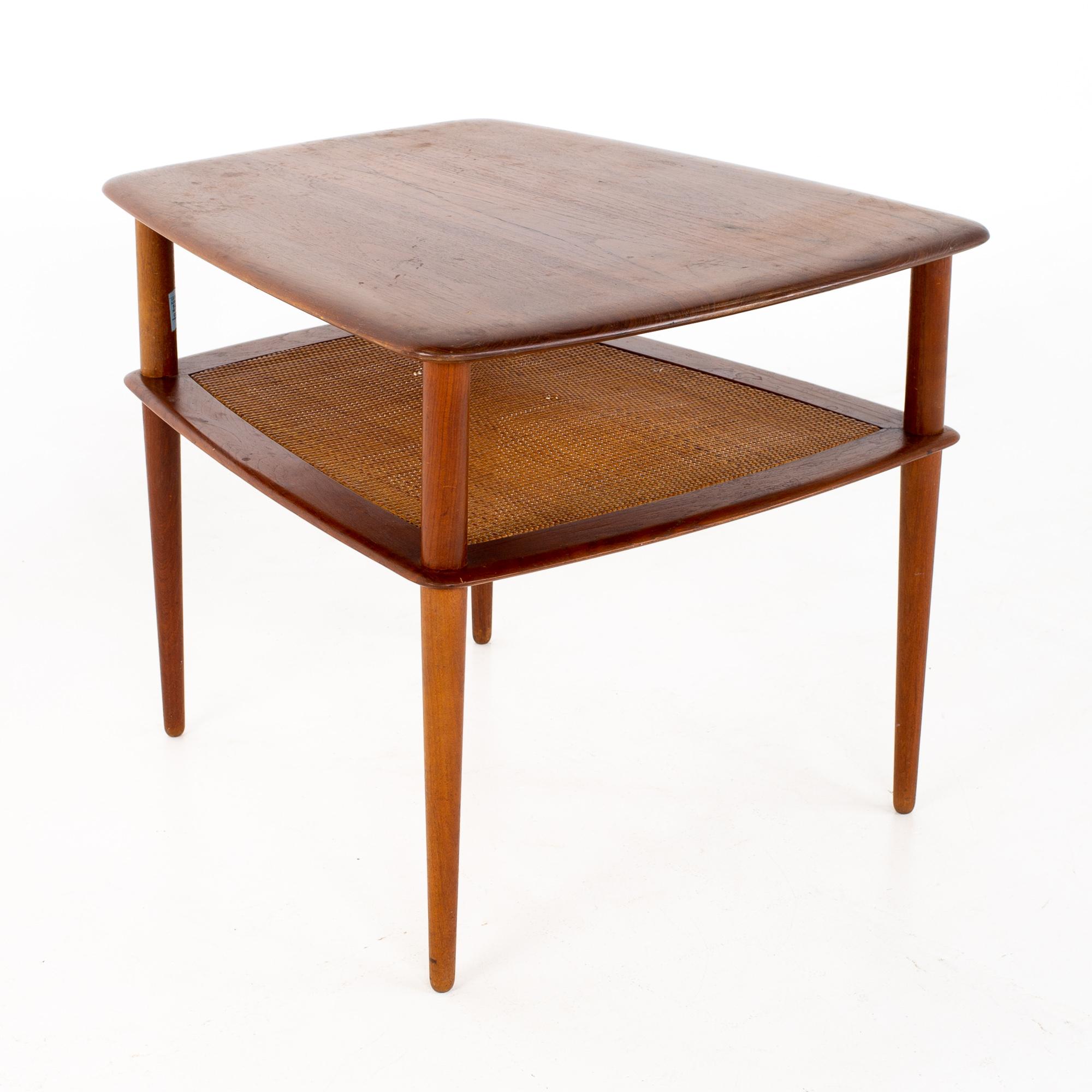 Mid-Century Modern Peter Hvidt for France and Sons MCM Teak and Cane Side End Tables, a Pair
